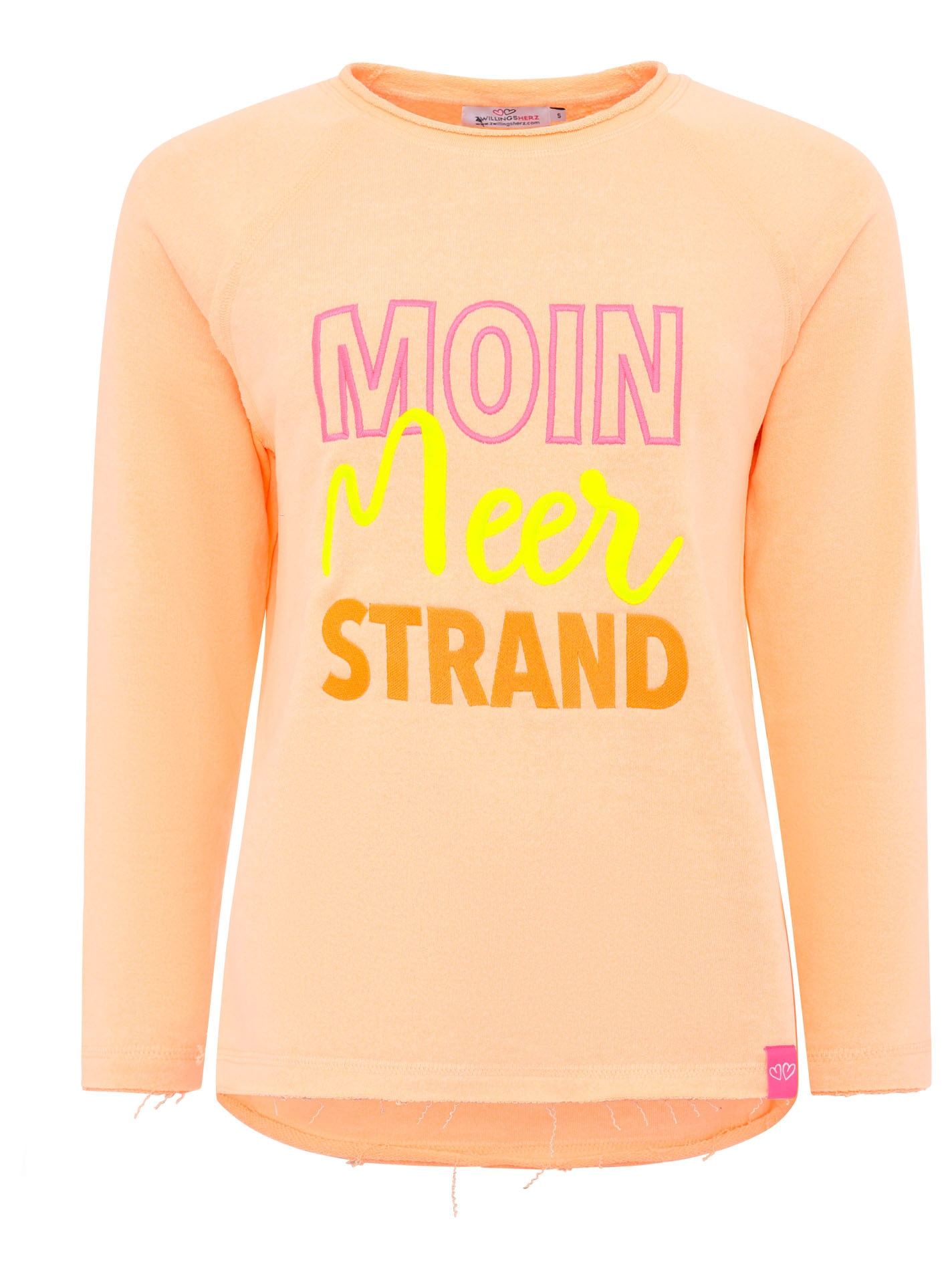 Zwillingsherz Hoodie »"Moin Meer Strand"«, mit Used-Look Kanten und maritimer Stickerei