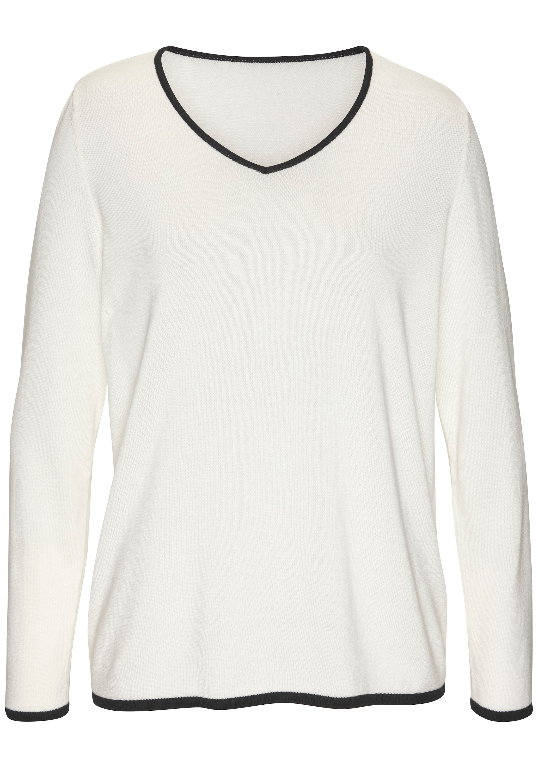 Vivance V-Ausschnitt-Pullover, mit Kontrastkanten, casual