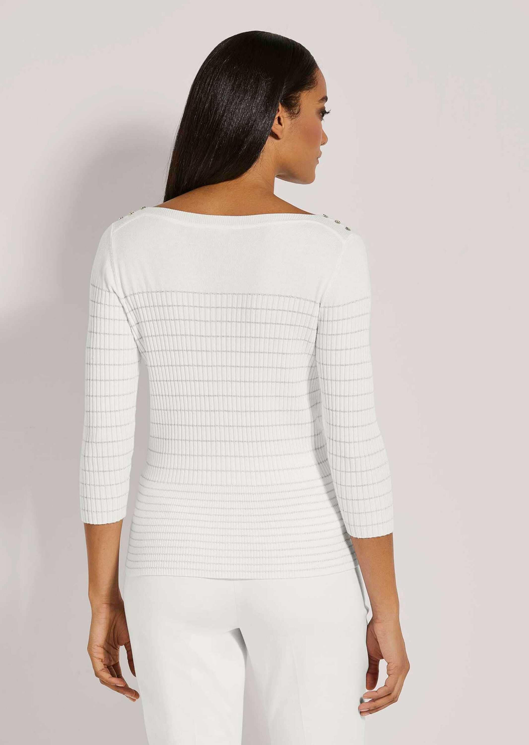 MADELEINE Longpullover »Pullover Modischer Pullover mit Glanz, Halbarm«