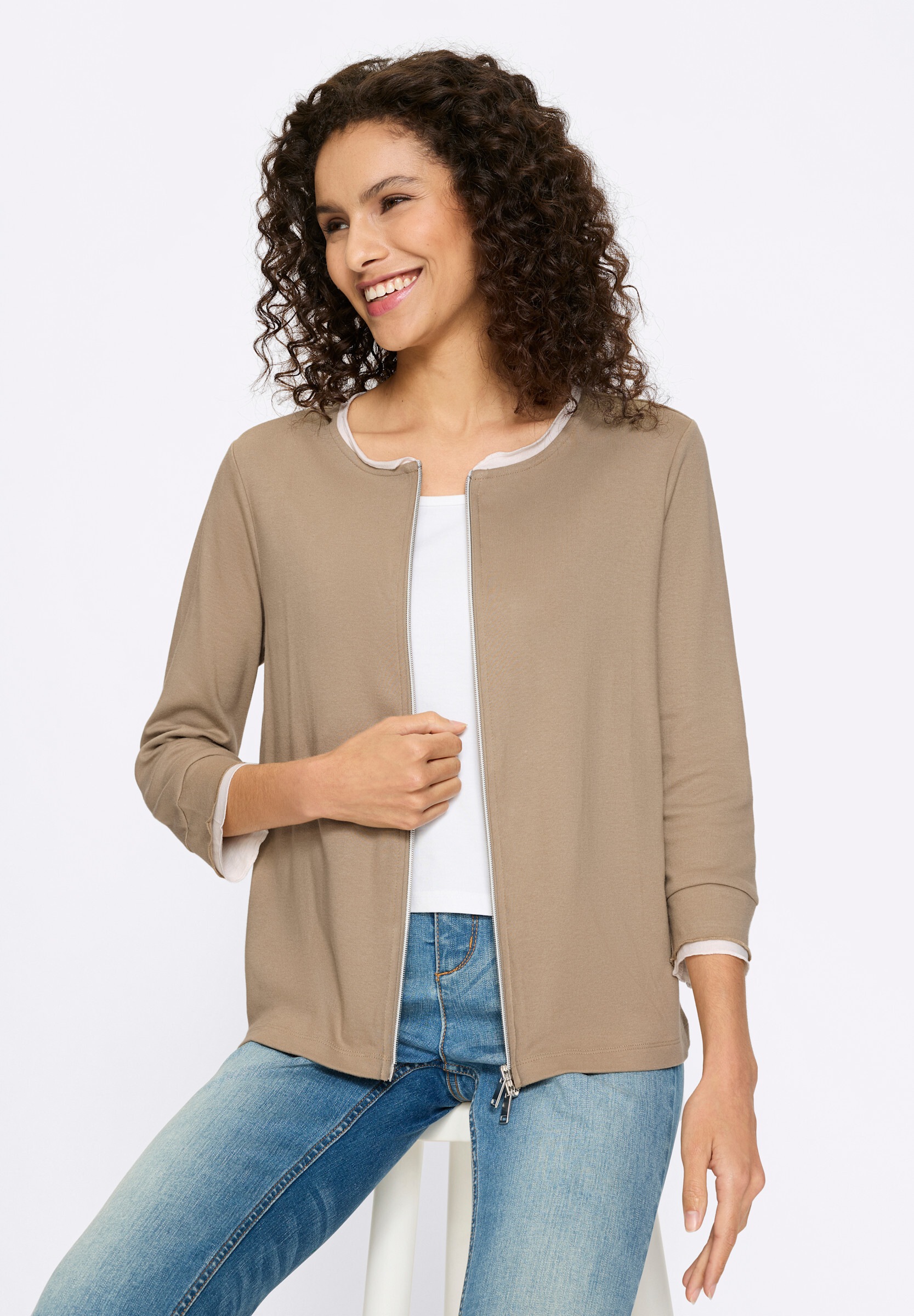 heine Shirtjacke »Shirtjacke Shirtjacke mit 2-Wege-Zipper«