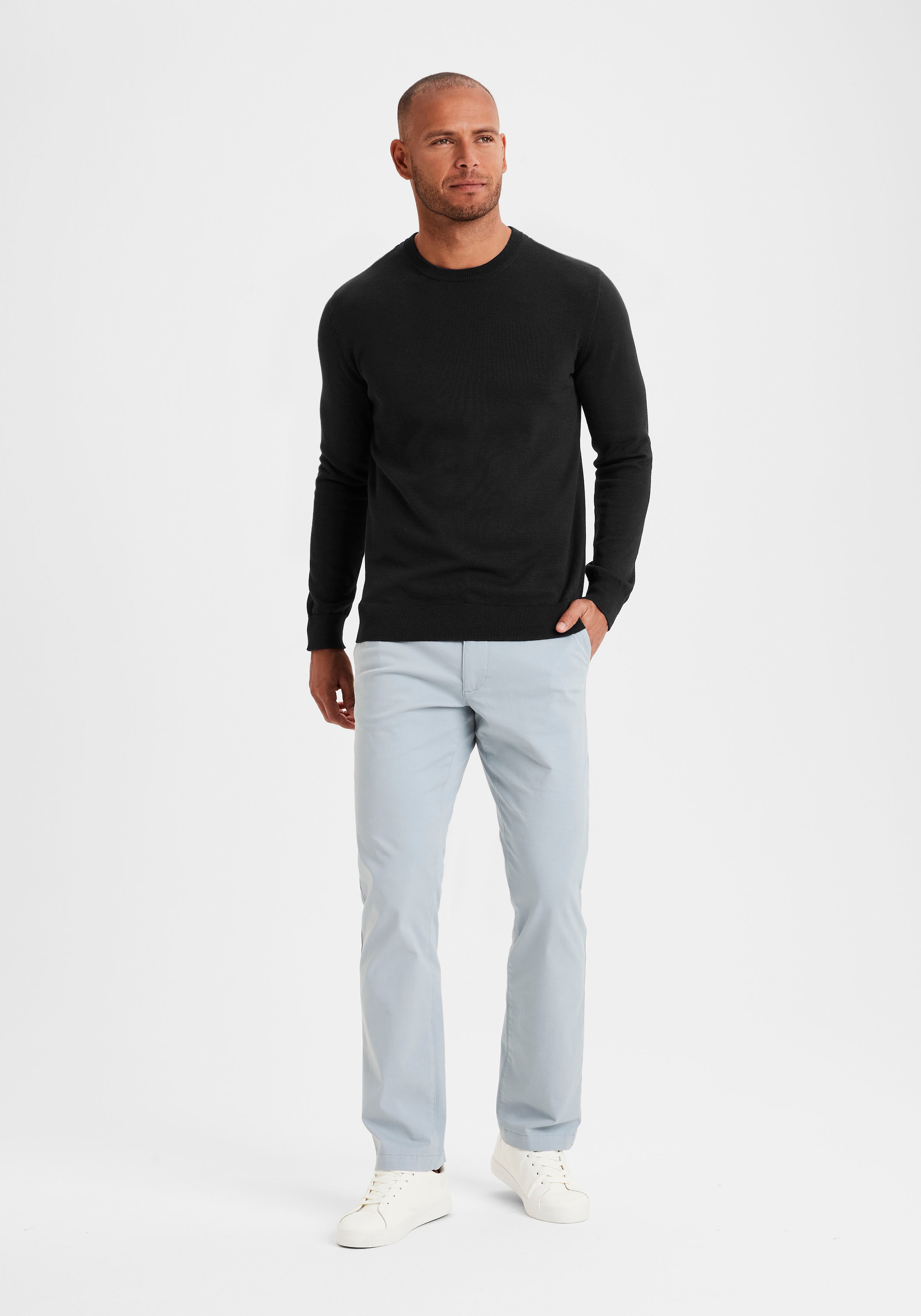 H.I.S Strickpullover, Regular Fit, Langarm, Pullover aus Feinstrick, Baumwollmischung
