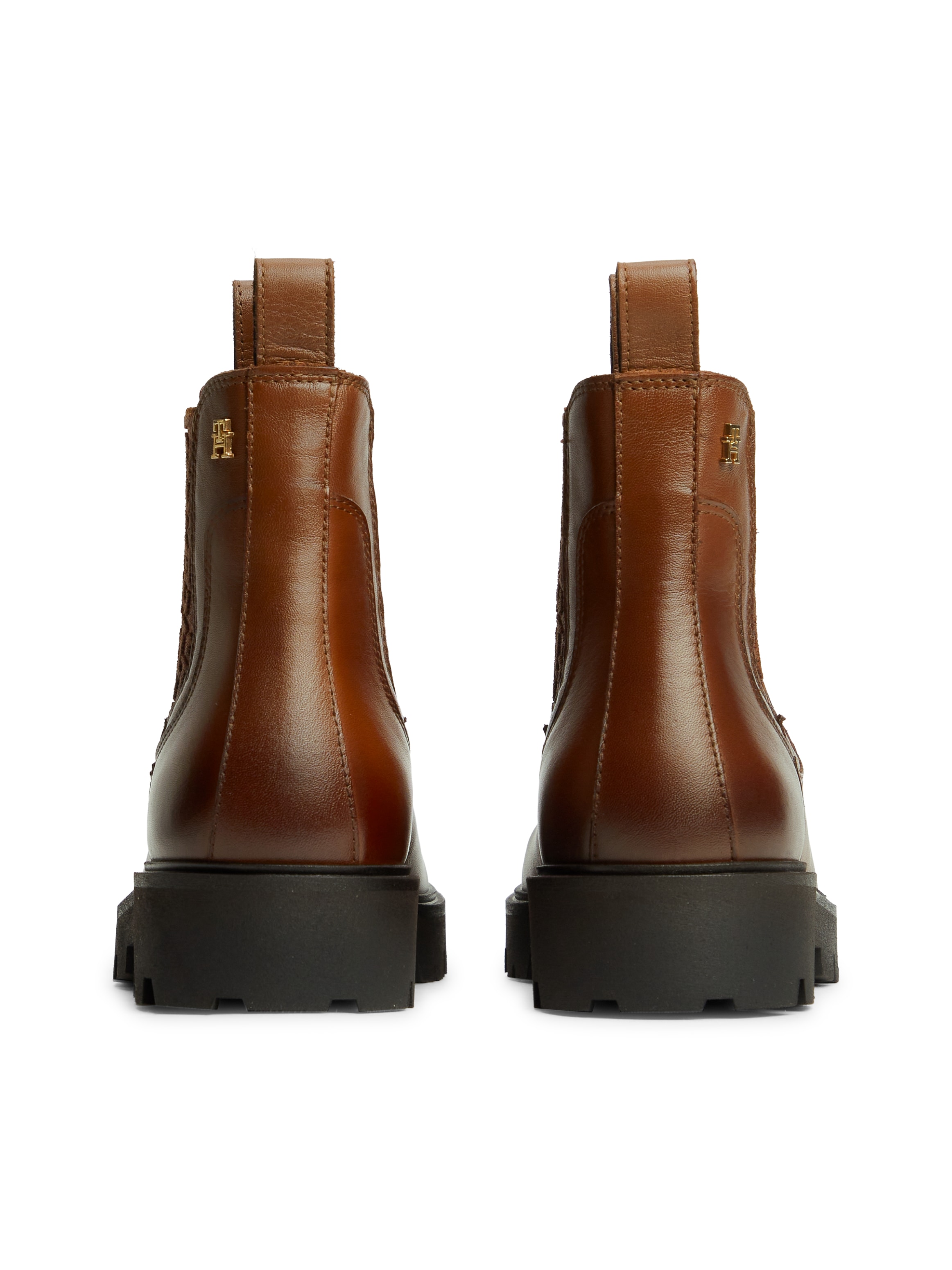 Tommy Hilfiger Chelseaboots »TH MONOGRAM LEATHER CHELSEA BOOT«  Blockabsatz, Schlupfboots, mit beidseitigem Stretcheinsatz