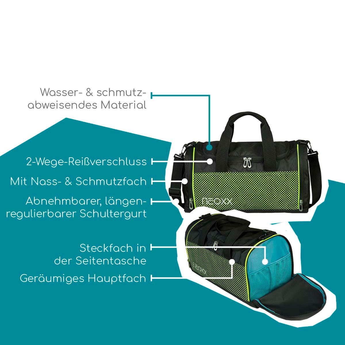 neoxx Schulrucksack »All about Neon Rucksack & Sporttasche«, Reflektorflächen, aus recycelten PET-Flaschen