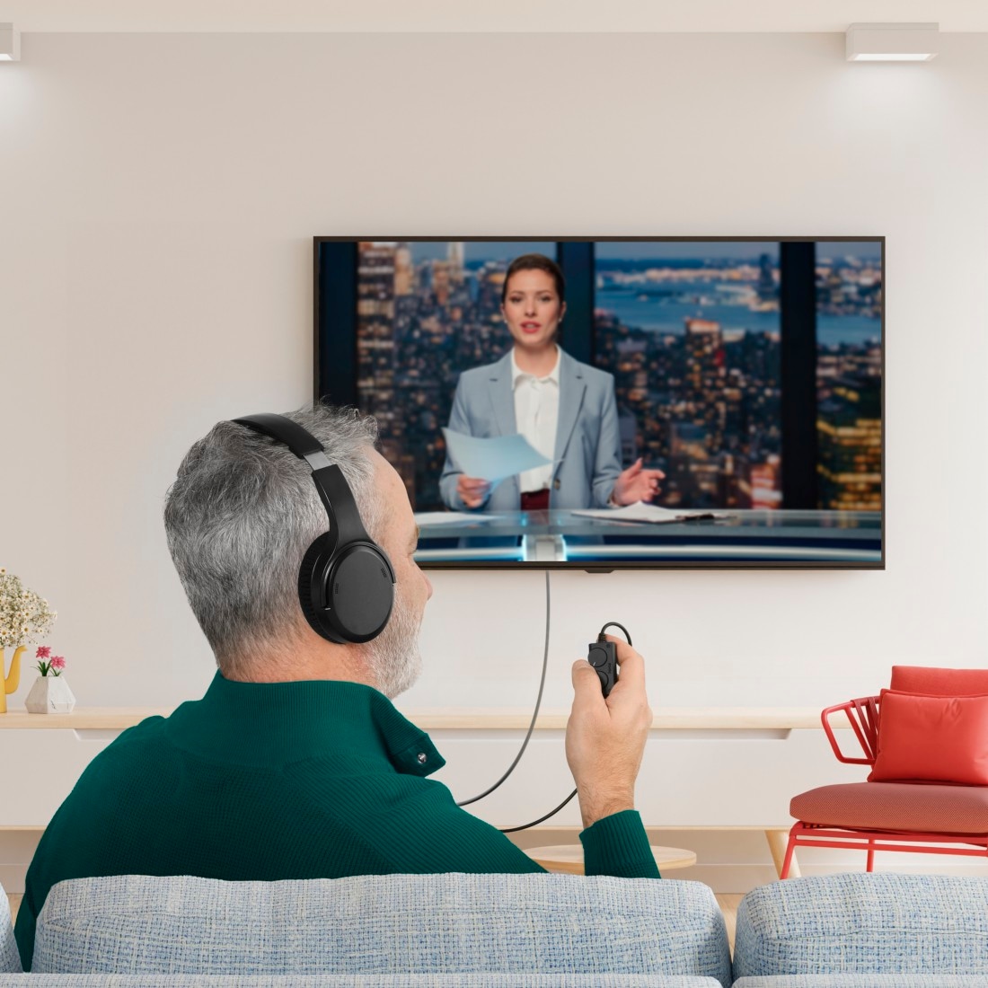 Hama HiFi-Kopfhörer »TV-Kopfhörer (6 m langes Kabel, getrennte Lautstärke links u. rechts)« nicht vorhanden Freisprechfunktion