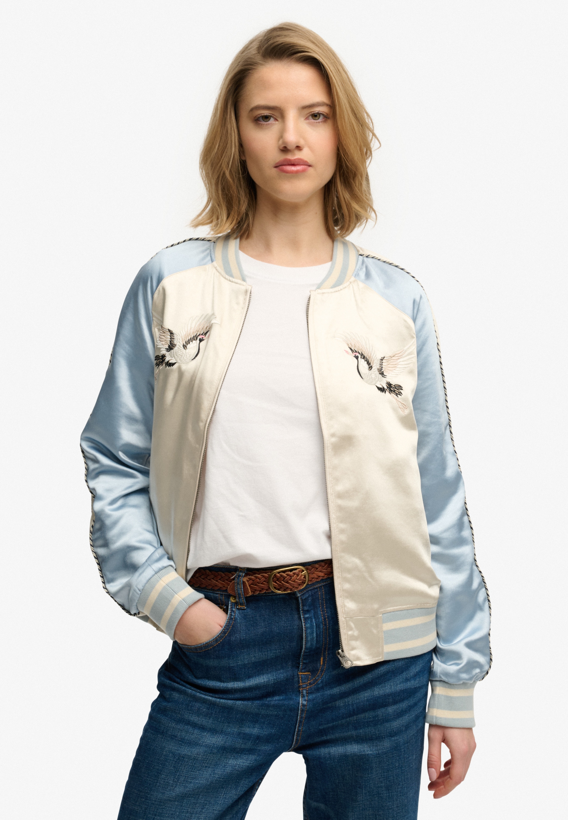 Superdry Parka »SUIKAJAN EMBROIDERED BOMBER« Slim Fit, mit Reißverschluss, aus Polyester und Kunstfaser