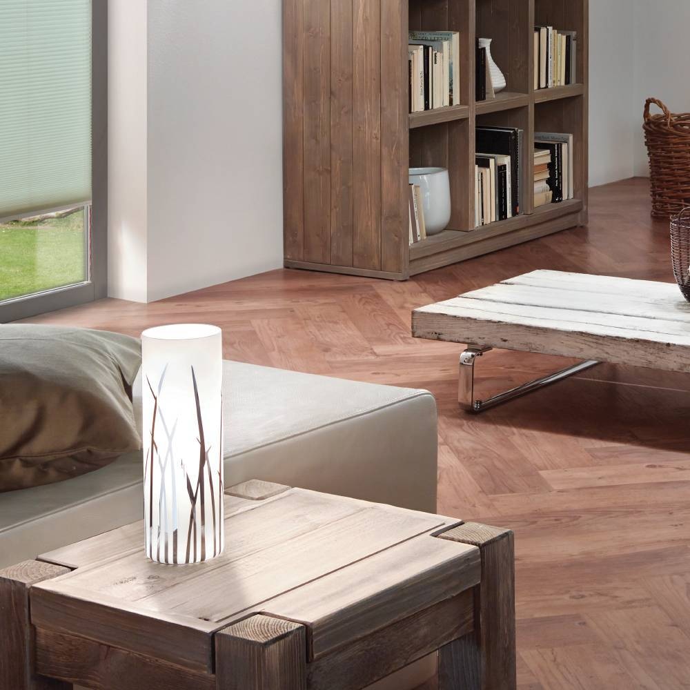 EGLO Tischleuchte »RIVATO Tischlampe, Nachttischlampe, Glas mit Dekor, weiß, chrom, E27« E27 Gräser-Dekor, elegant, modern, Wohnzimmer, Schlafzimmer, 26x9cm