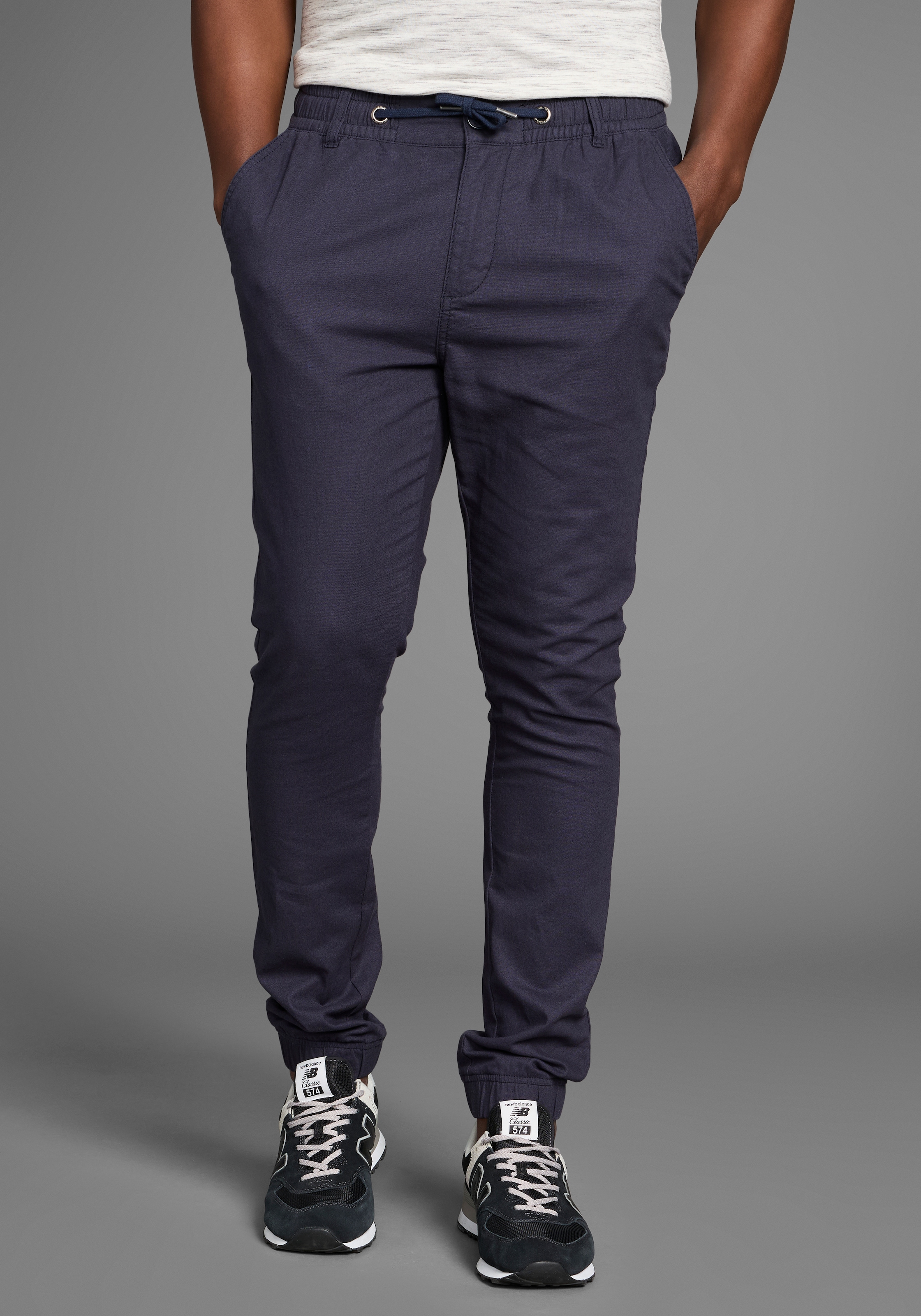 DELMAO Leinenhose, Leinenhose mit Kordelzug