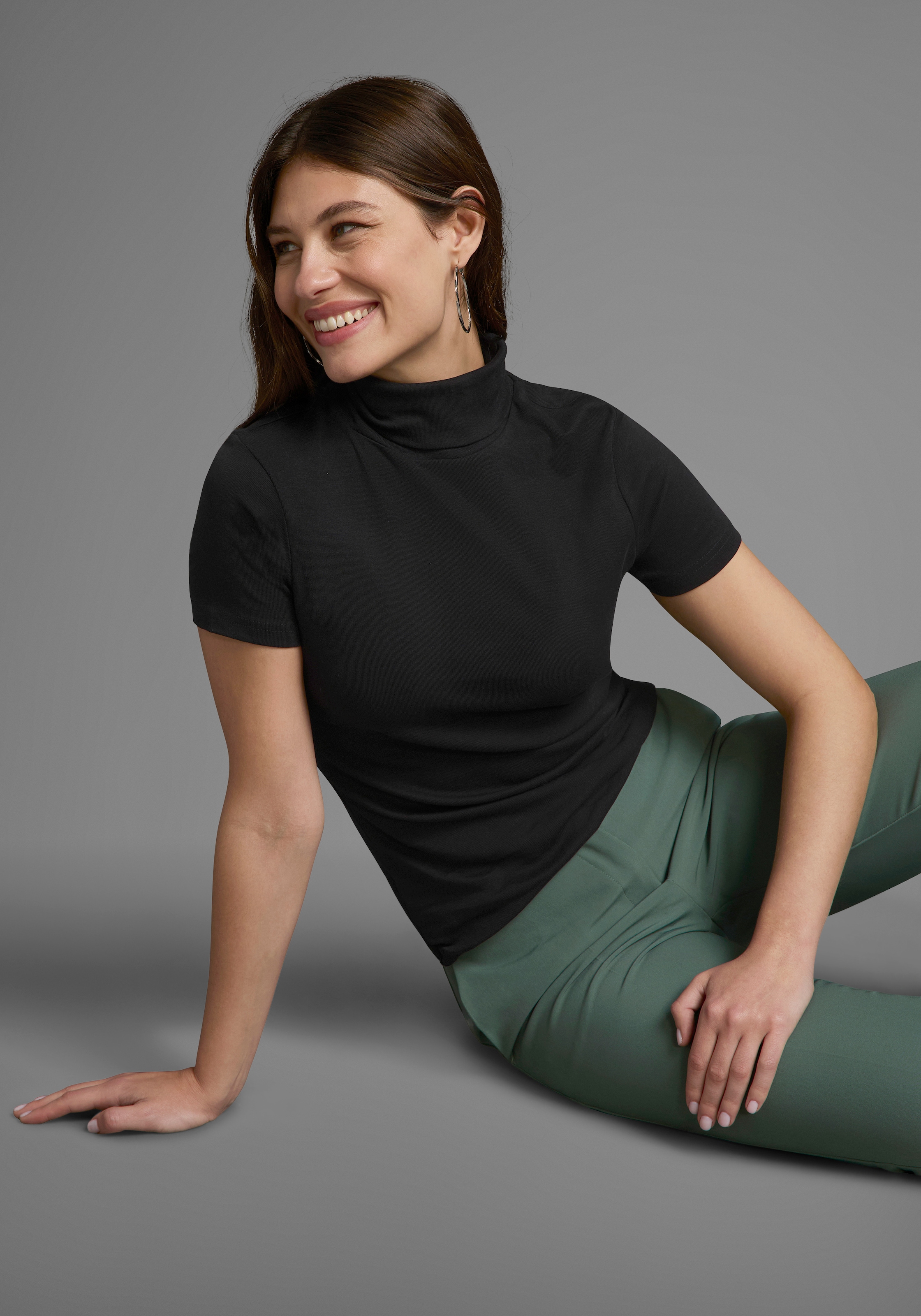 Flashlights Rollkragenshirt, figurbetont, Basic-Stil, Rollkragen, aus 100% Baumwolle, elastisch