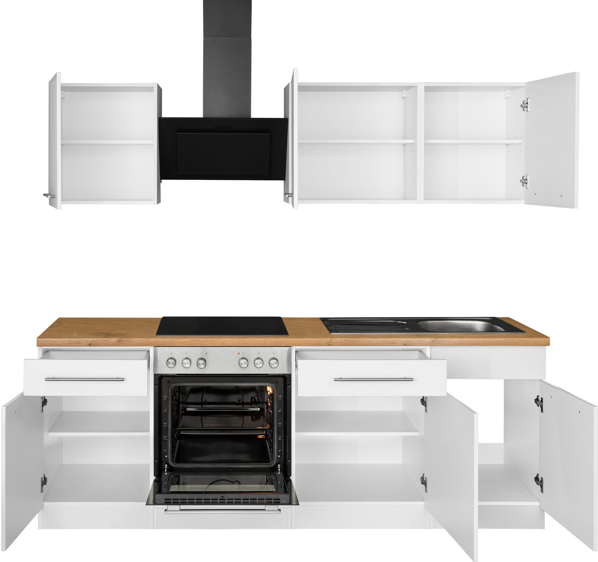 wiho Küchen Küchenzeile »Unna« mit E-Geräten, Breite 220 cm