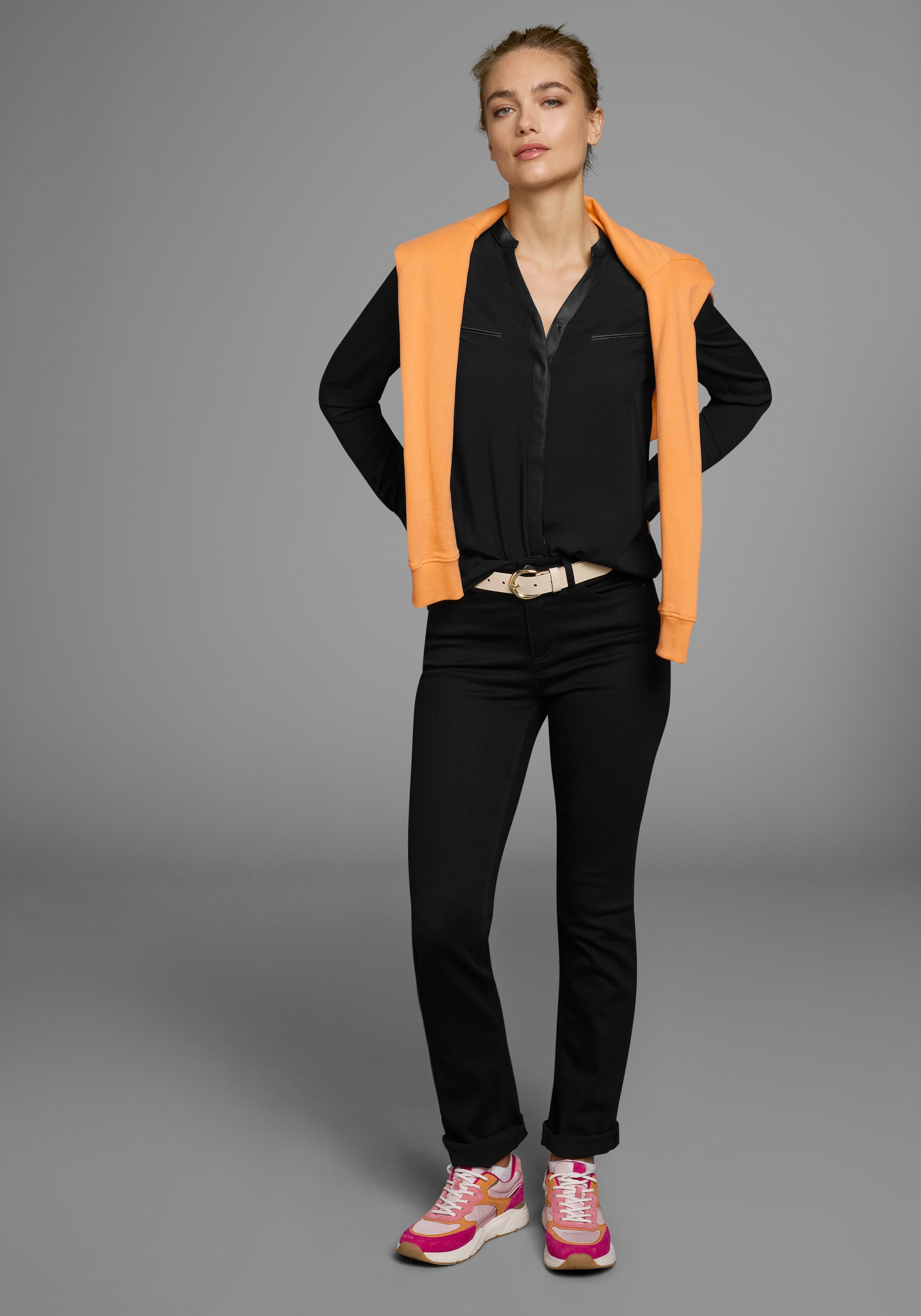 AJC Hemdbluse, mit Details aus Lederimitat