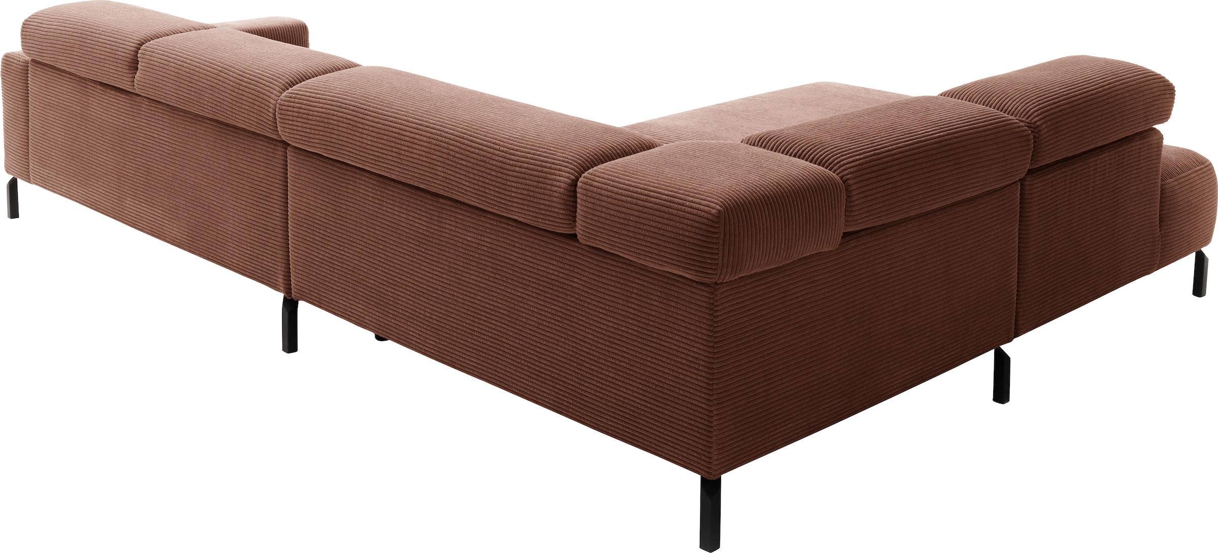Places of Style Ecksofa »Antonelli, L-Form, inkl. Kopfteilverstellung, Breite 312 cm«, ohne Sitztiefenverstellung, in Cord, rost