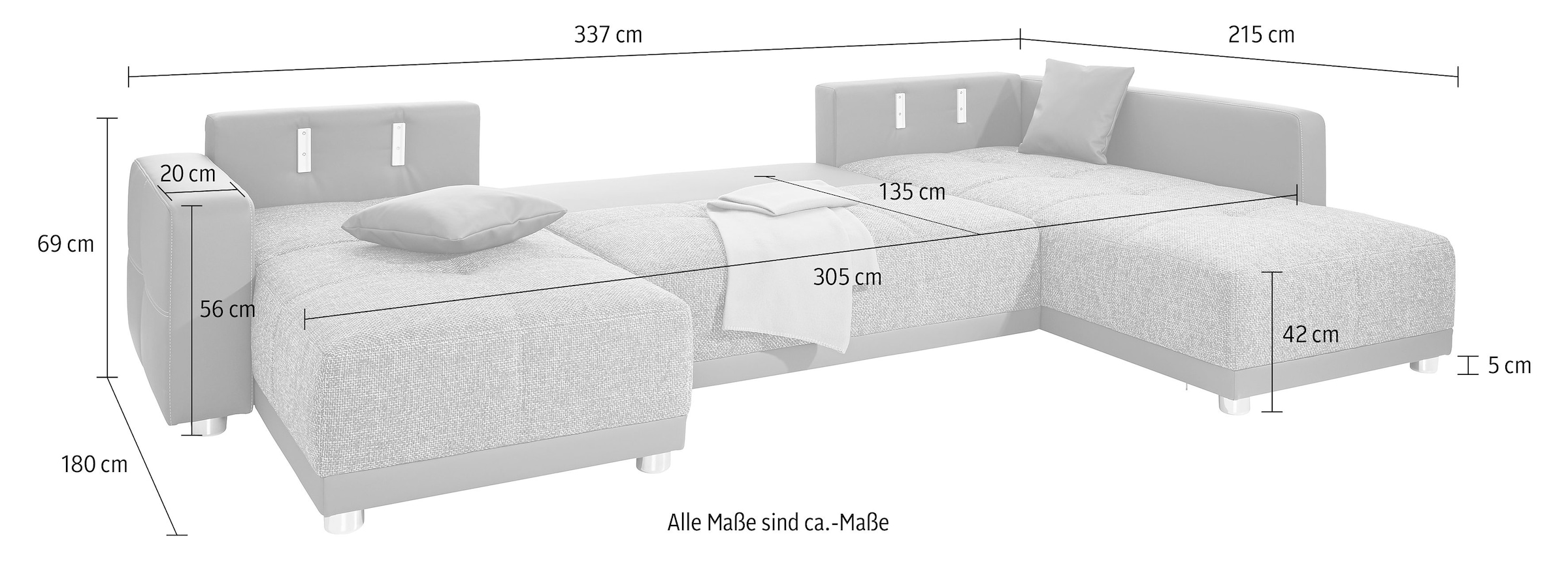 Jockenhöfer Gruppe Wohnlandschaft »Orlando«, mit Federkern, Bettfunktion  und Bettkasten, inklusive 2 Kopfstützen bequem bestellen