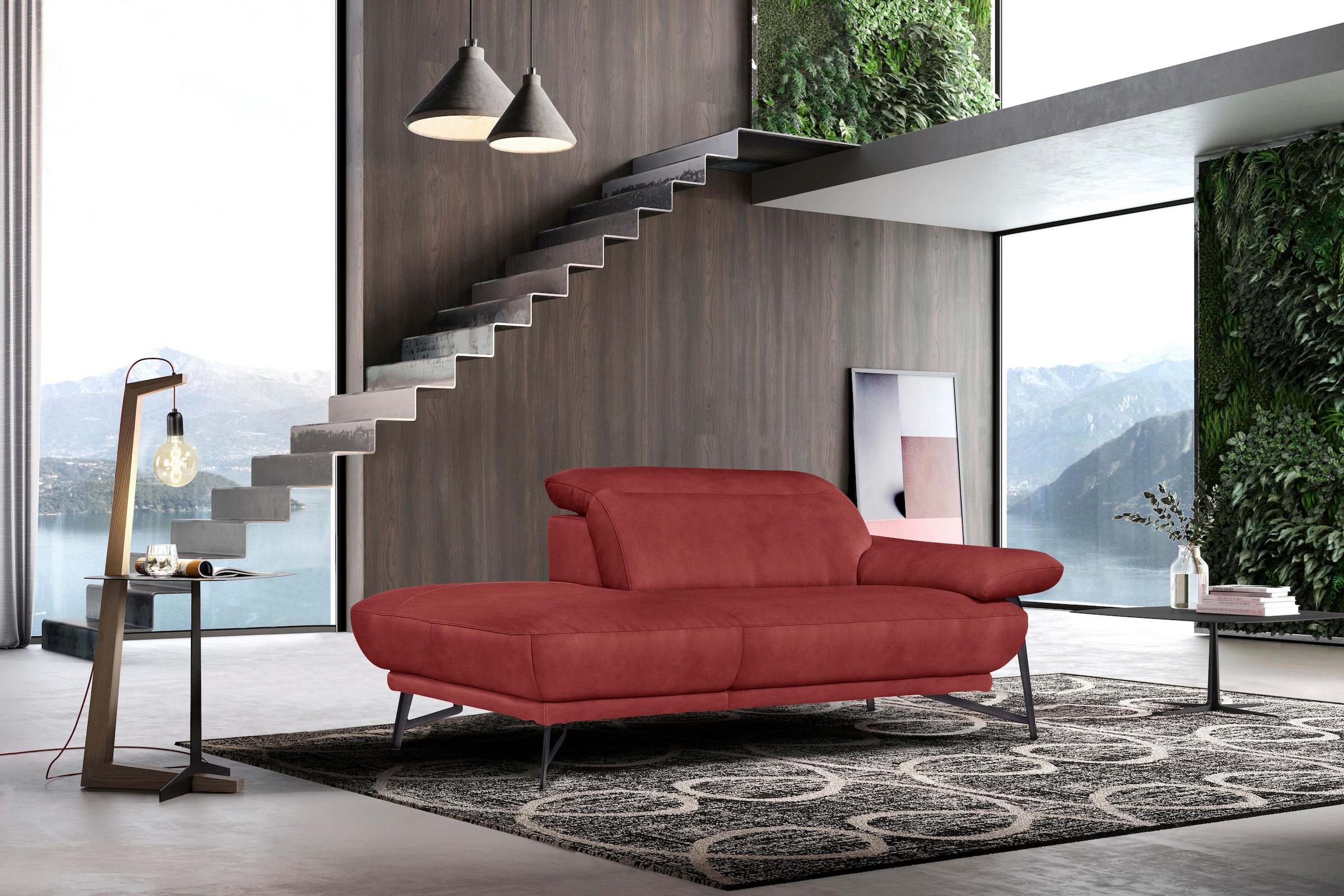 Egoitaliano Ottomane »Anais, Designsofa mit hohem Sitzkomfort, Designfuß«, Solitärmöbel als Blickfang, inkl. verstellbarer Kopfstützen