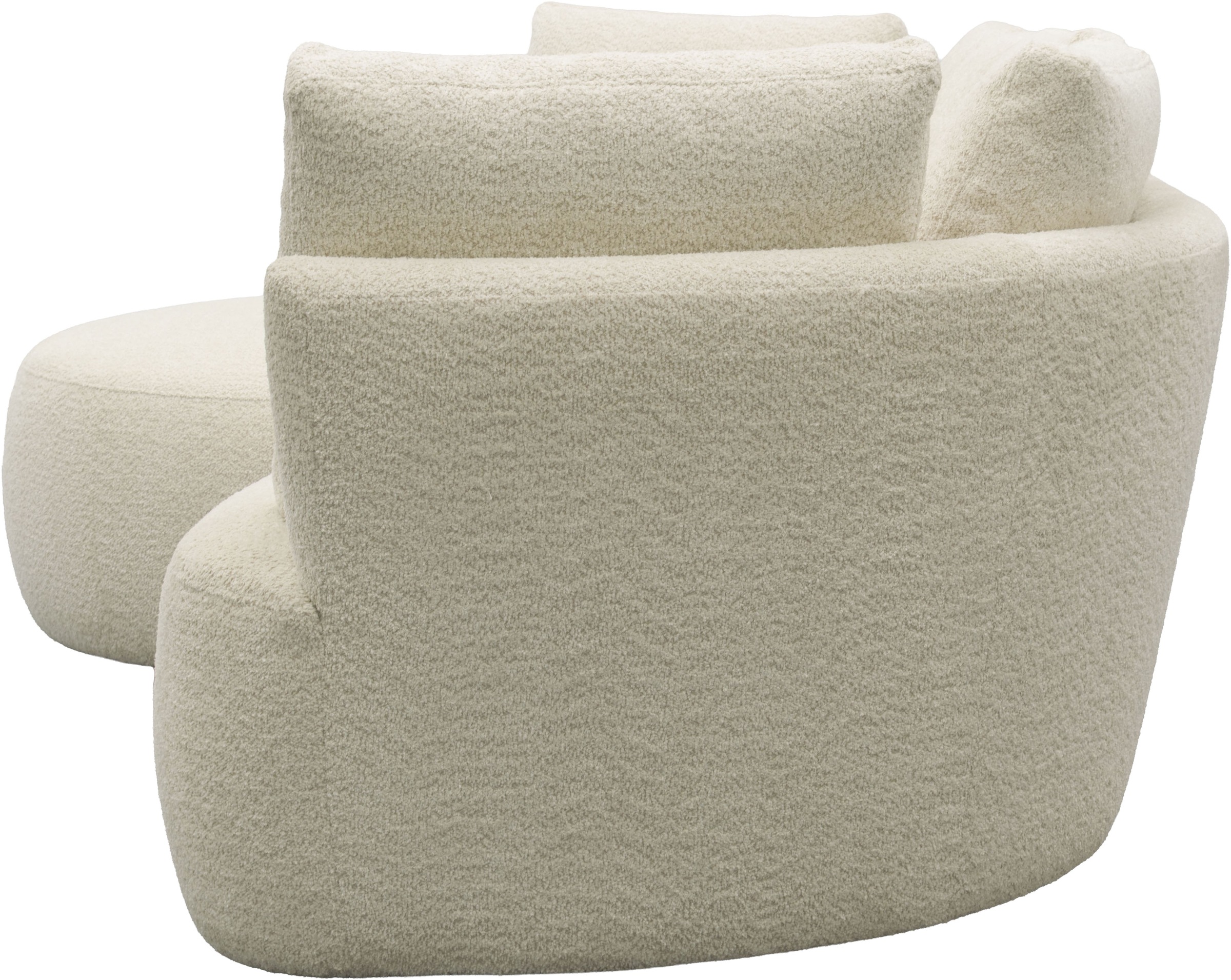 DOMO collection Ecksofa »Lumin, B/T: 267/170 cm, abgerunde Form, charmantes Design, cozy chic« Mit Federkern und 5 Rückenkissen ausgestattet