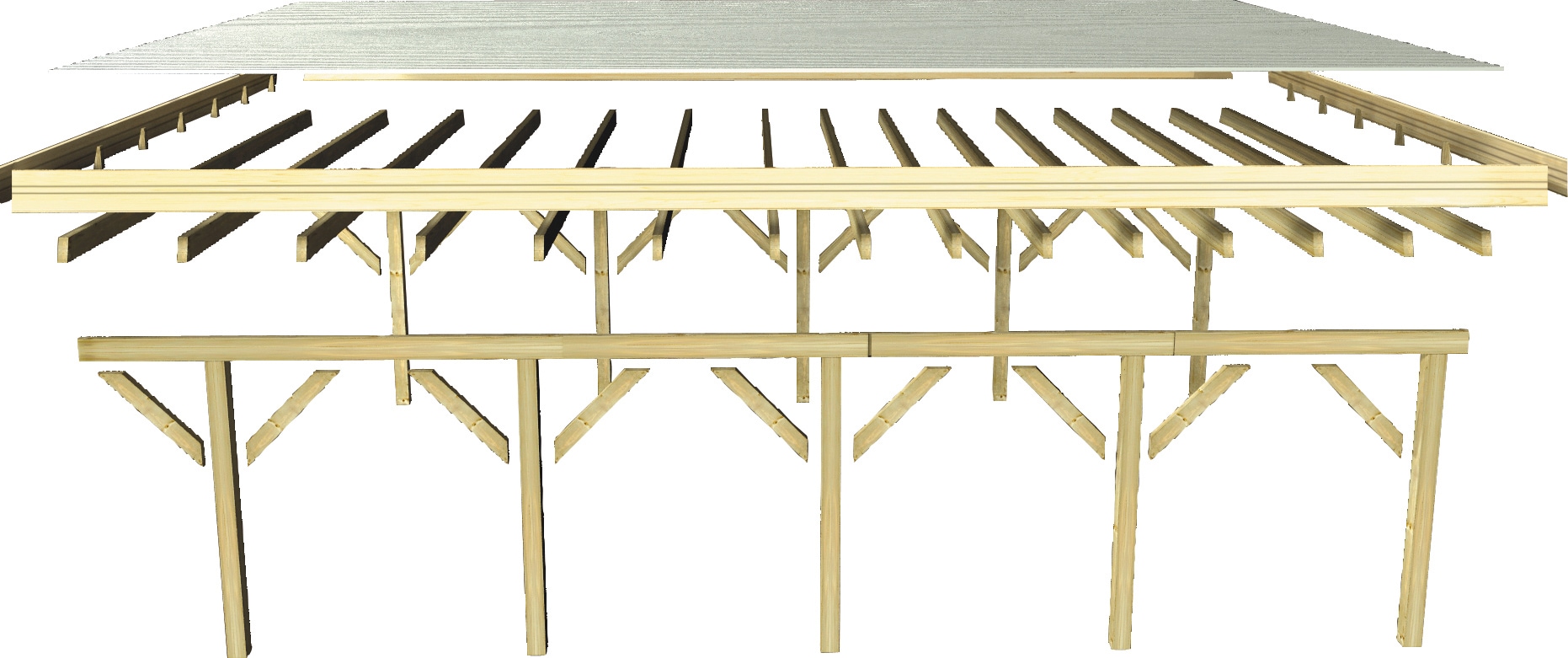 Karibu Einzelcarport »Classic 2«, Holz, 250 cm, braun, mit Rückwand und 3 Seitenwänden