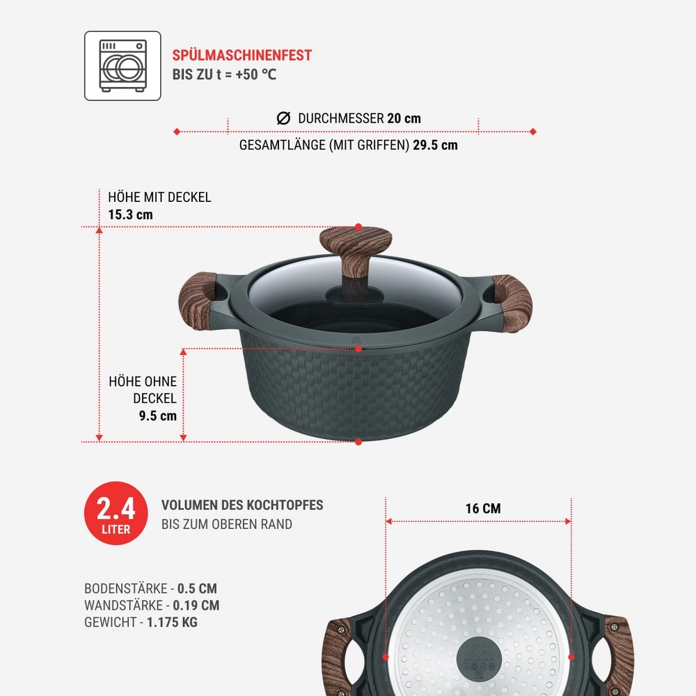 RESTO Kitchenware Bratentopf »Ran, Kochtopf antihaftbeschichtet und spülmaschinenfest« 2 Stk. tlg. Aluminiumguss