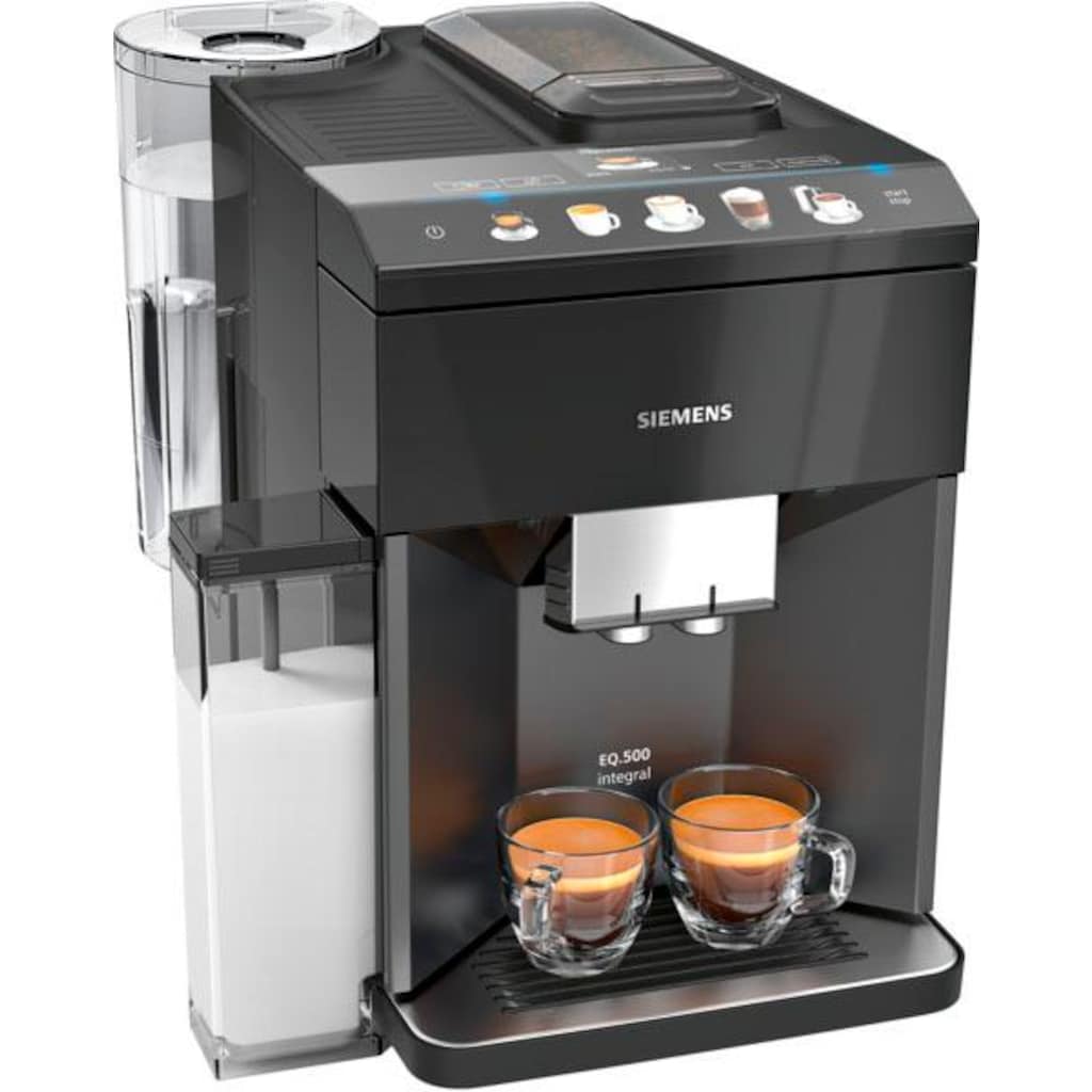 SIEMENS Kaffeevollautomat »EQ.5 500 integral TQ505D09«, einfache Bedienung, integrierter Milchbehälter, 2 Tassen gleichzeitig