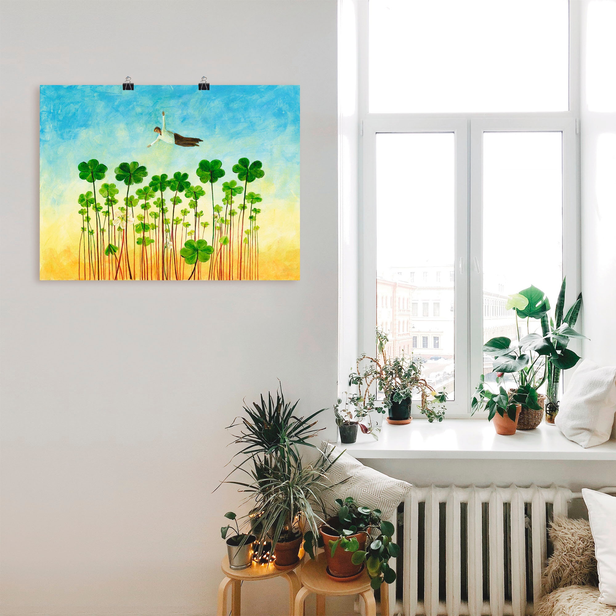 Artland Wandbild »Jemanden über den grünen Klee loben«, Mann, (1 St.), als Leinwandbild, Wandaufkleber oder Poster in versch. Größen