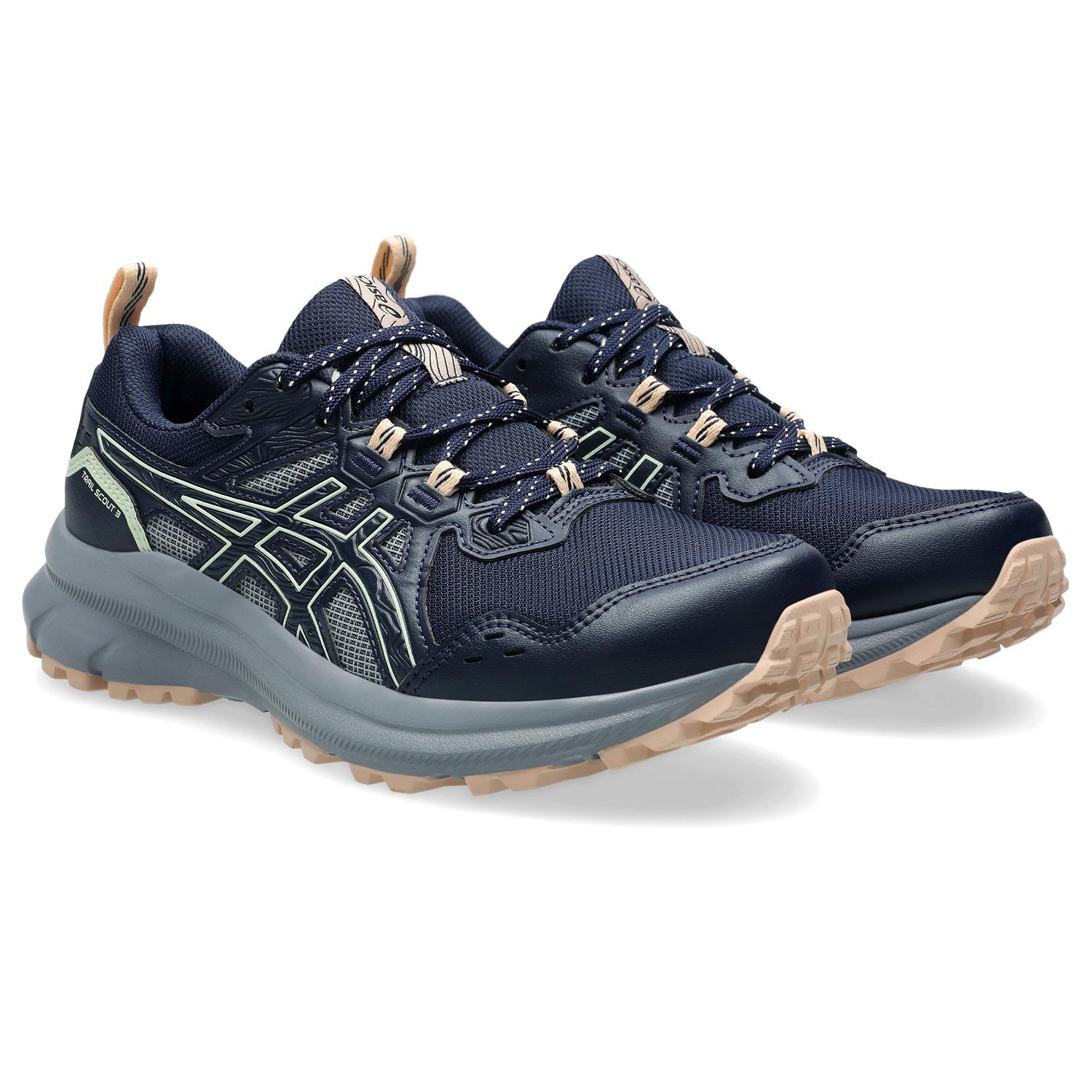 Asics, Damen, »TRAIL SCOUT 3«, MIDNIGHT/WHISPER GREEN, 39, MIDNIGHT/WHISPER GREEN, Trailrunningschuh von Asics