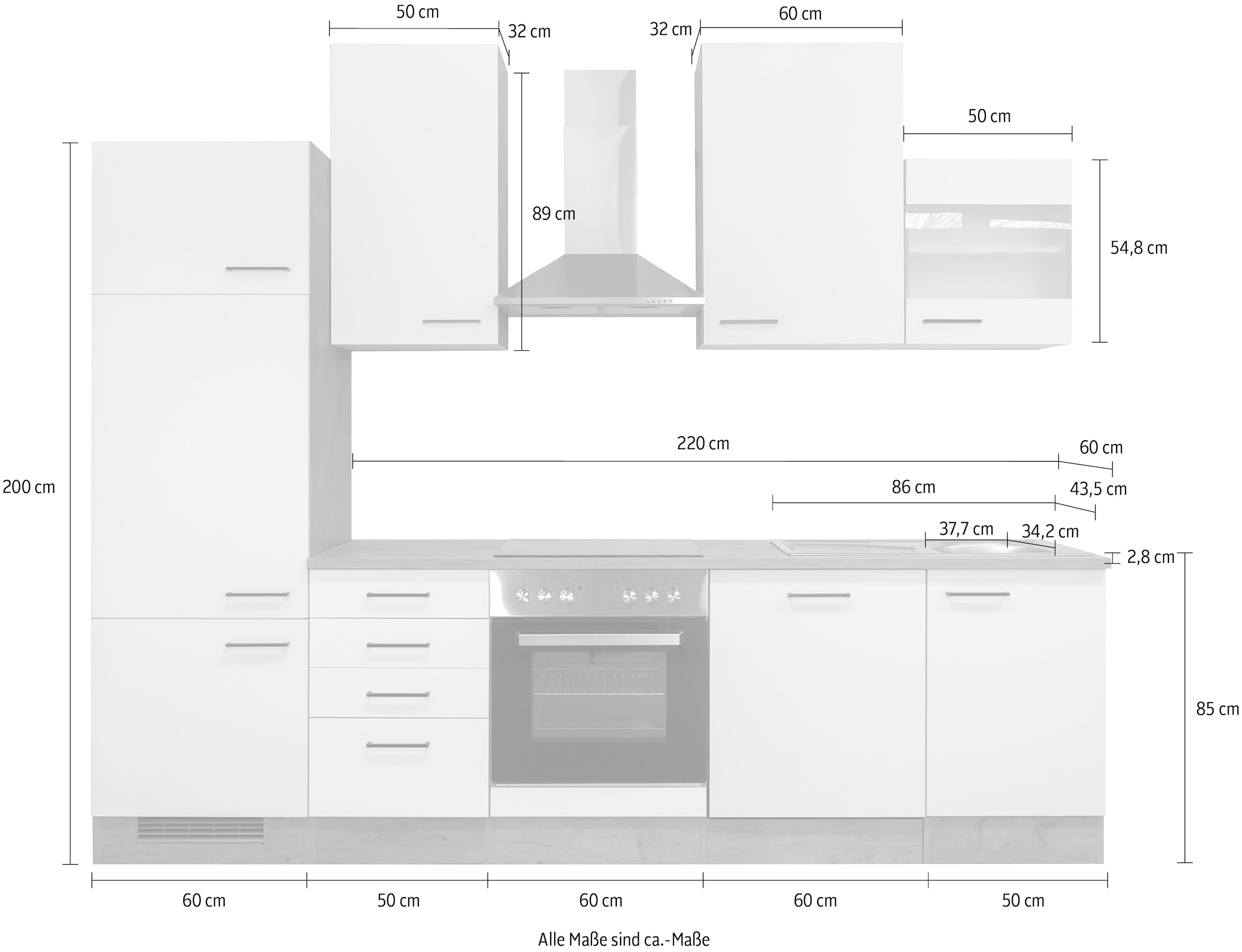 Flex-Well Küchenzeile »Vintea«, mit E-Geräten, Gesamtbreite 280 cm