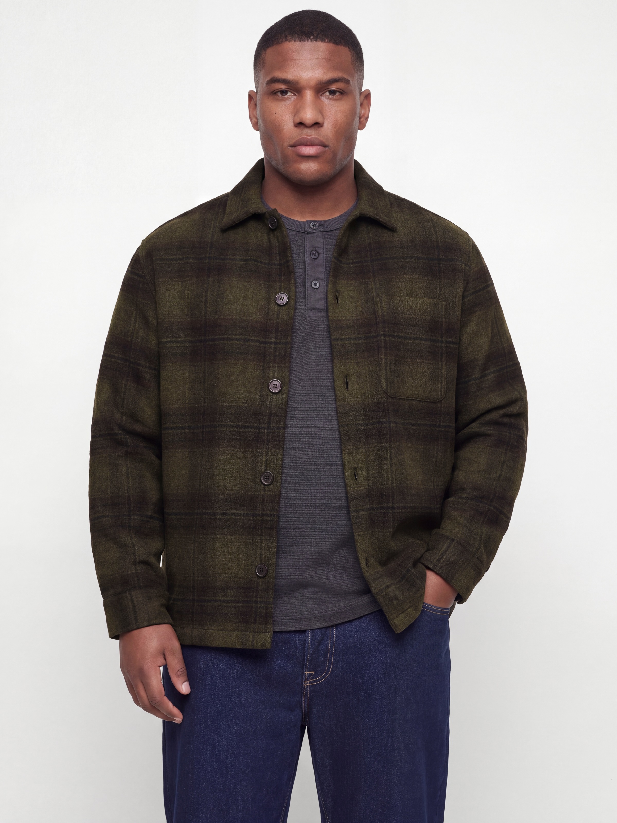Jack & Jones PlusSize Langarmhemd »JJESOHO OLLIE OVERSHIRT LS SN PLS« Materialmix, regular fit