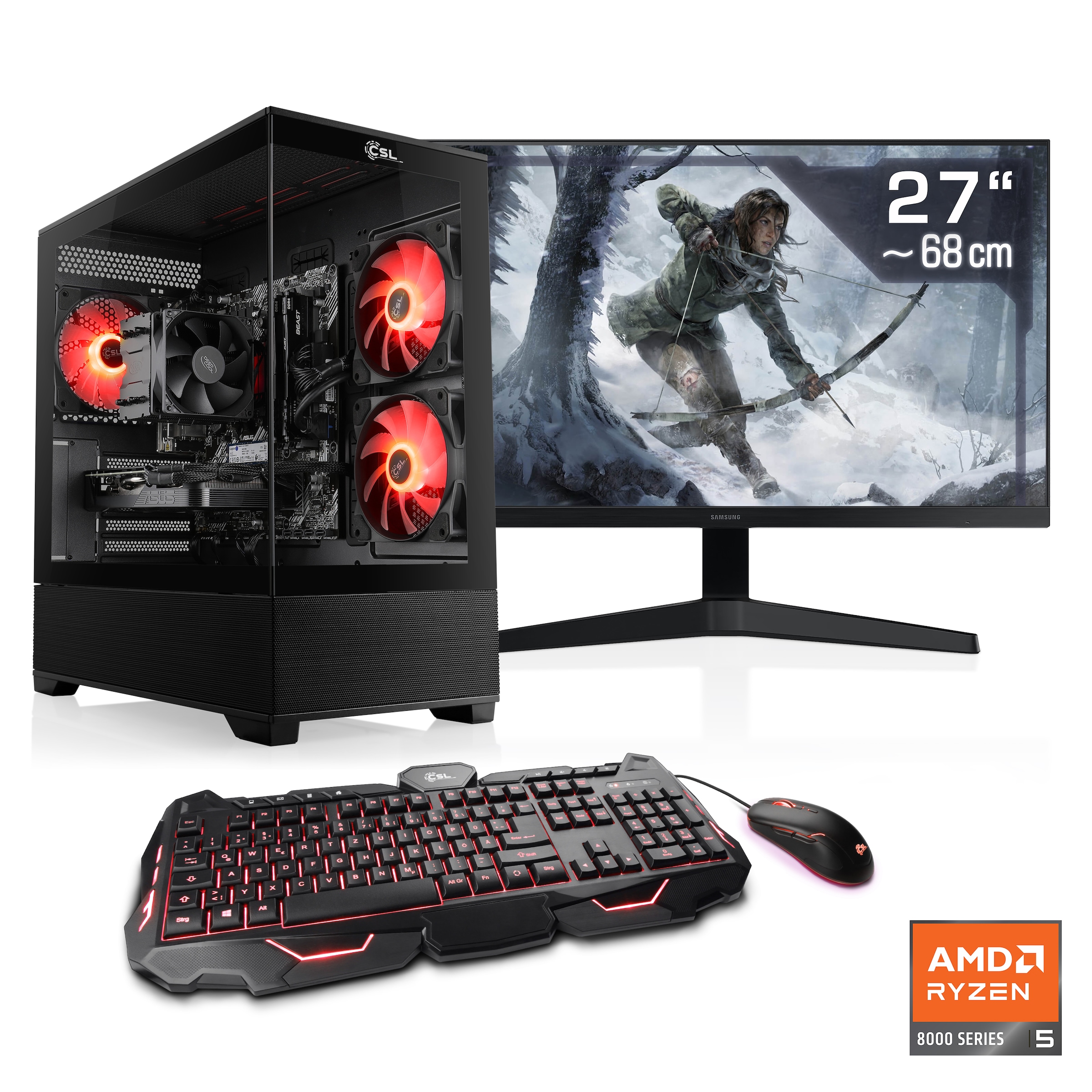 CSL Gaming-PC-Komplettsystem »AeroVision V24409« 27 ″ AMD Ryzen 5 GeForce RTX 5070 32 GB RAM 1.000 GB SSD