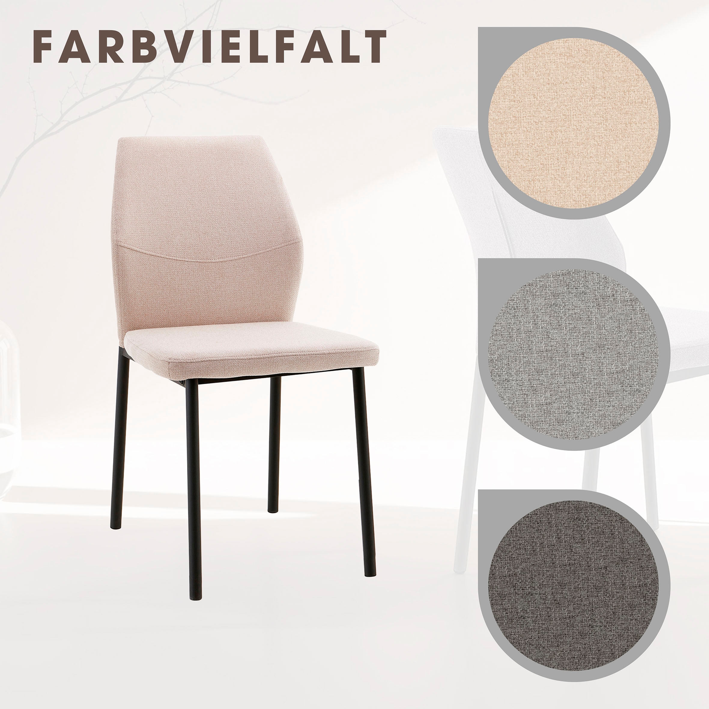 OTTO home Esszimmerstuhl »Lumos«, (Set), 2 St., Webstoff, Webstoff in vielen Farben erhältlich mit stabilem Metalluntergestell