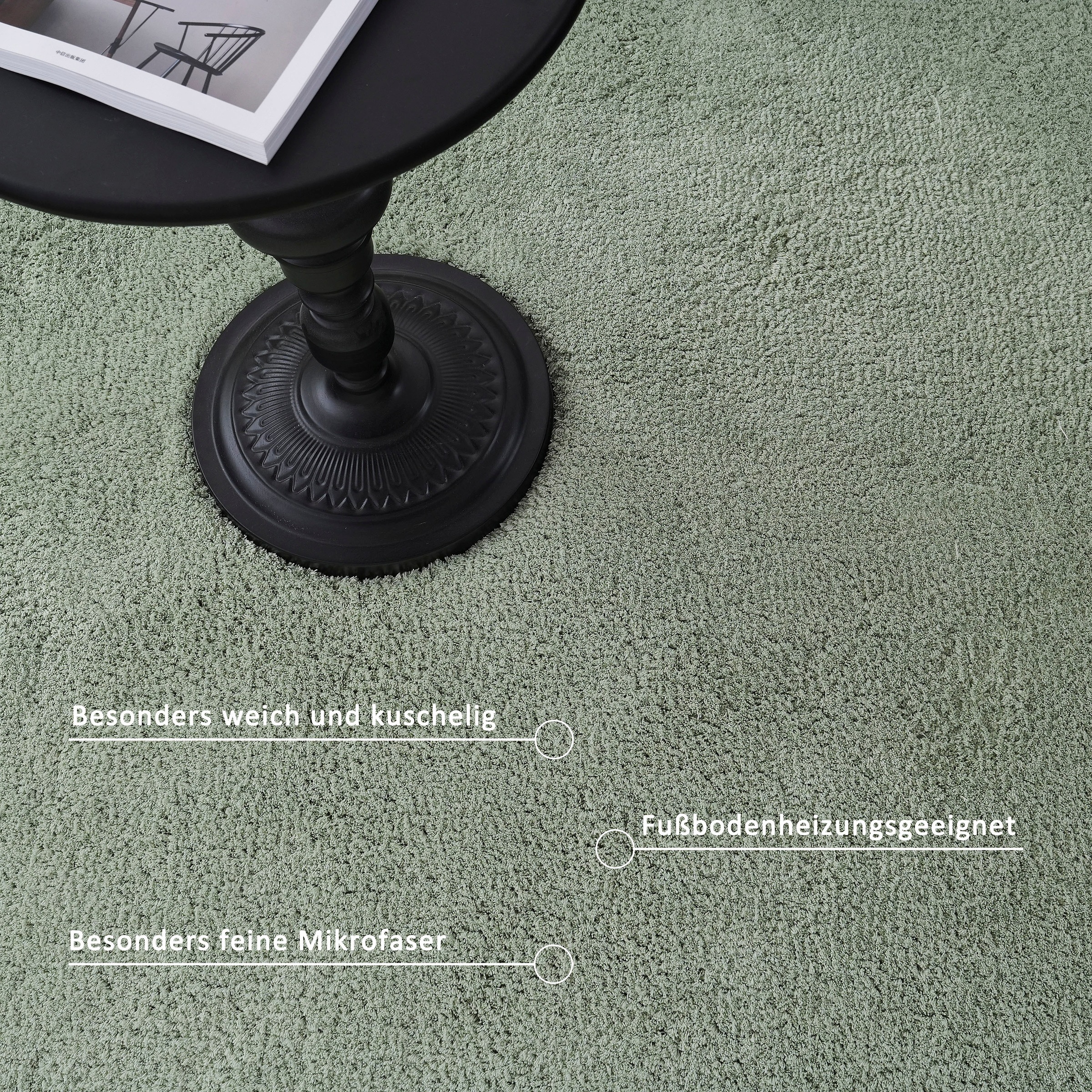 my home Hochflor-Teppich »Microfaser Teppich Magong, besonders weich, sehr feiner Flor«, rechteckig, 25 mm Höhe, uni, Wohnzimmer, Schlafzimmer, Kinderzimmer, auch rund und als Läufer