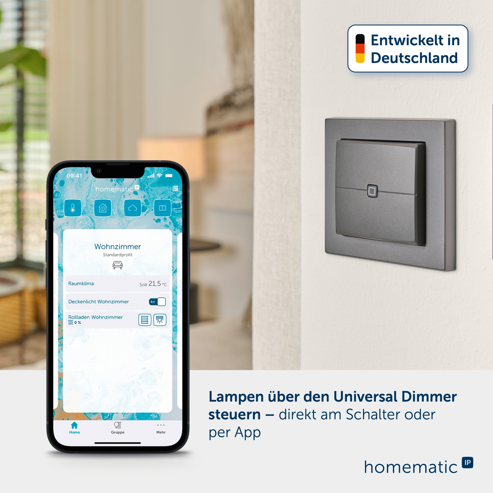 Homematic IP Smart-Home-Zubehör »Universal Dimmeraufsatz – Taster«