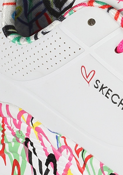 Skechers Sneaker »UNO LITE-LOVELY LUV«, Schnürschuh mit bedruckter Sohle, Größenschablone zum Download