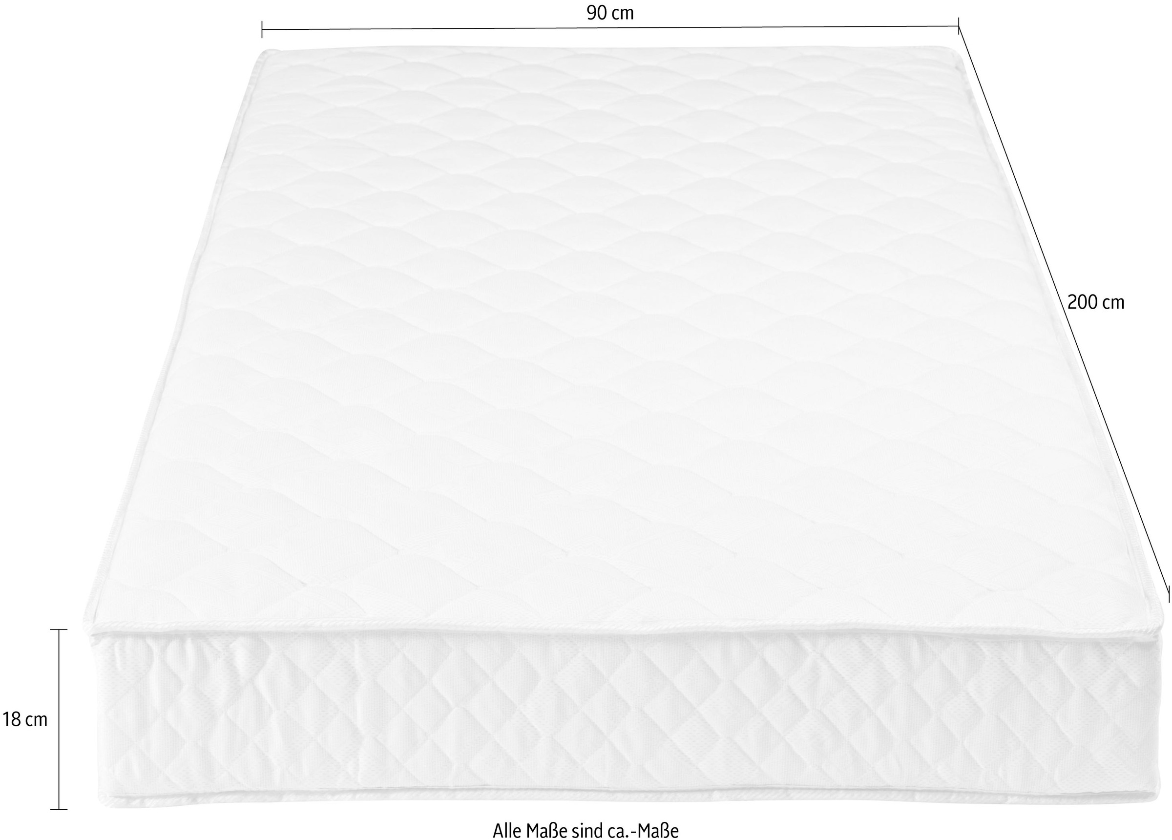 WOOOD Bonnellfederkernmatratze »Bonell mit Anti-Allergie 4-Rollen-Bonellfederkern, B90 x T200 x H17 cm« 18 cm hoch 1 Stk. tlg. Tragkraft 90 kg, Leichte Luxus-Komfortmatratze, pfleigleicht