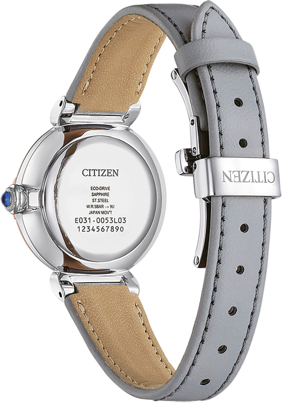 Citizen Solaruhr, Armbanduhr, Damenuhr, Lederarmband, Saphirglas