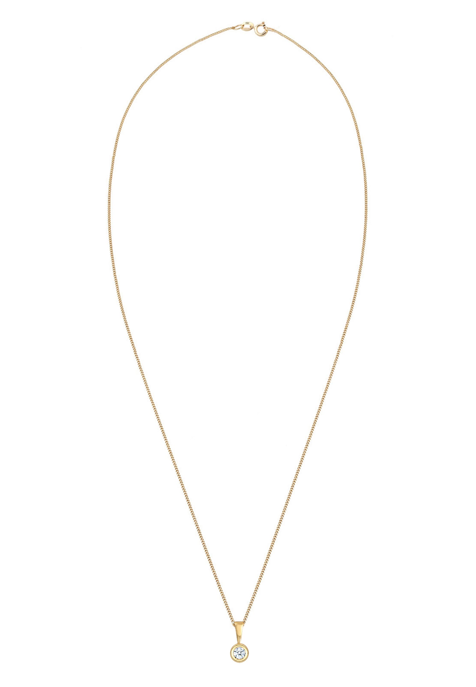 Elli DIAMONDS Silberkette »Halskette Solitär Diamant Weiß Brillantschliff (0.11 ct) 585 Gelbgold«