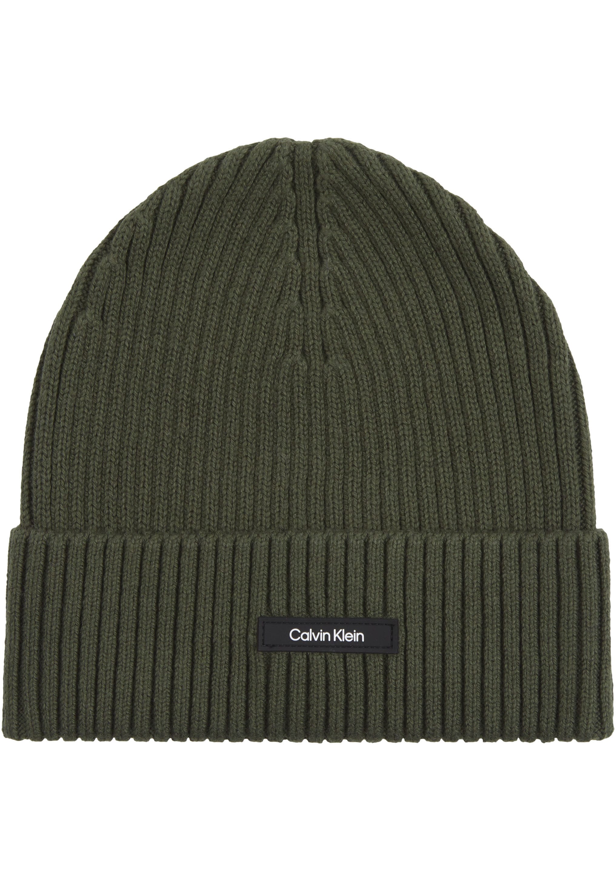 Beanie »CLASSIC COTTON RIB BEANIE«, mit Ledermarkenlabel