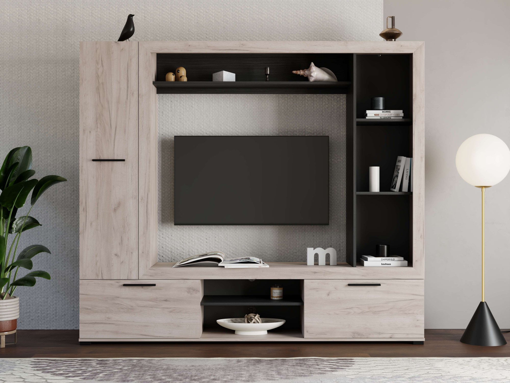 Home affaire Wohnwand »Lorca Medienwand, Wohnzimmerwand, TV-Wand« 4 Stk. tlg.