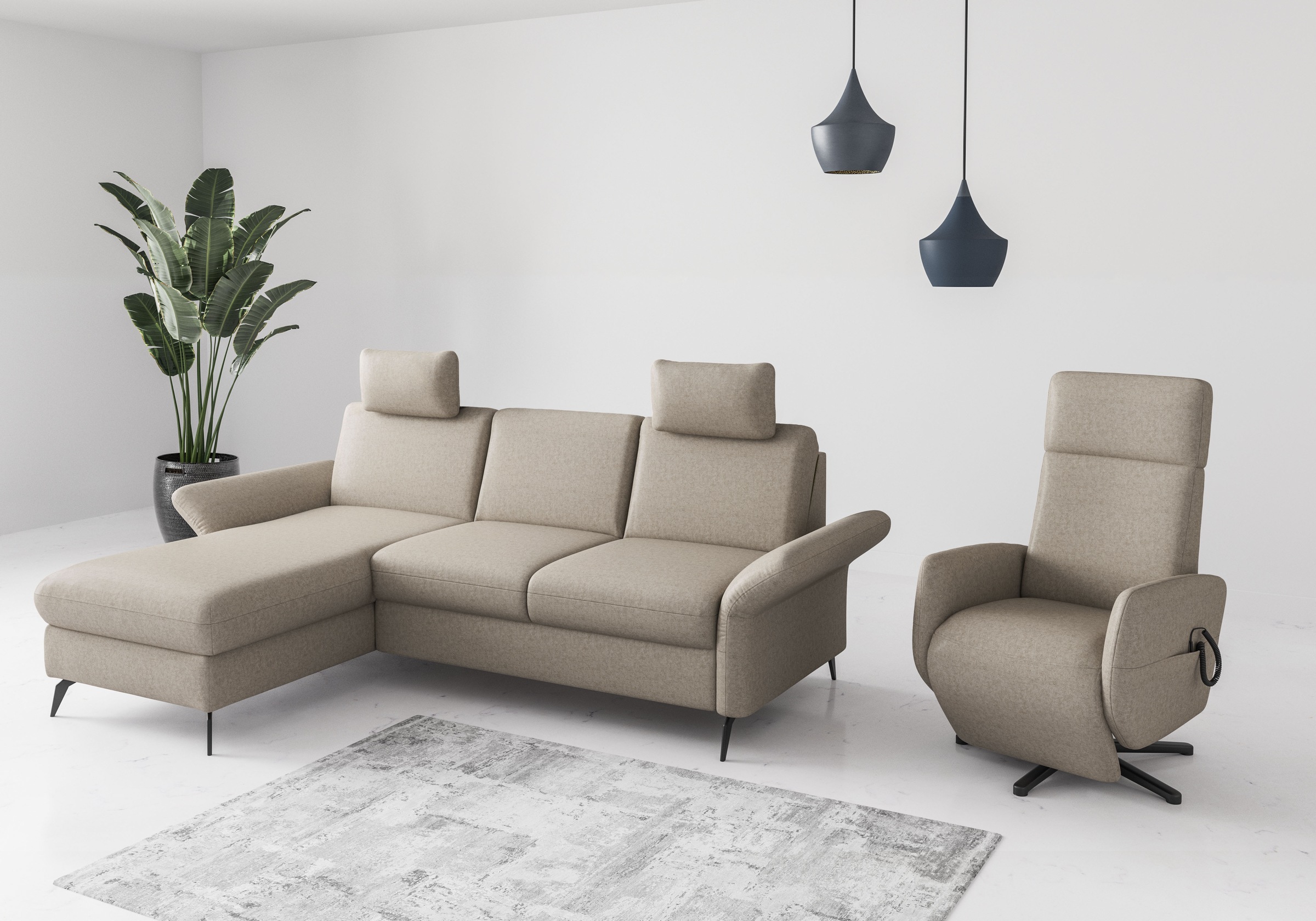 Home affaire Ecksofa »Rochelle«, optional: Armteilverstellung, klappbar, Bettkasen