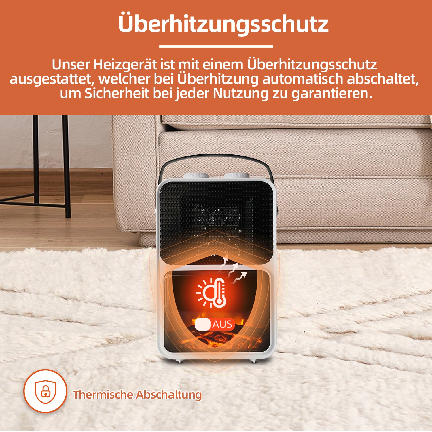 SHX Elektrokamin »Tragbarer Elektrokamin 1200W SHXFP12MINI weiß/schwarz« Flammeneffekt, Thermostat