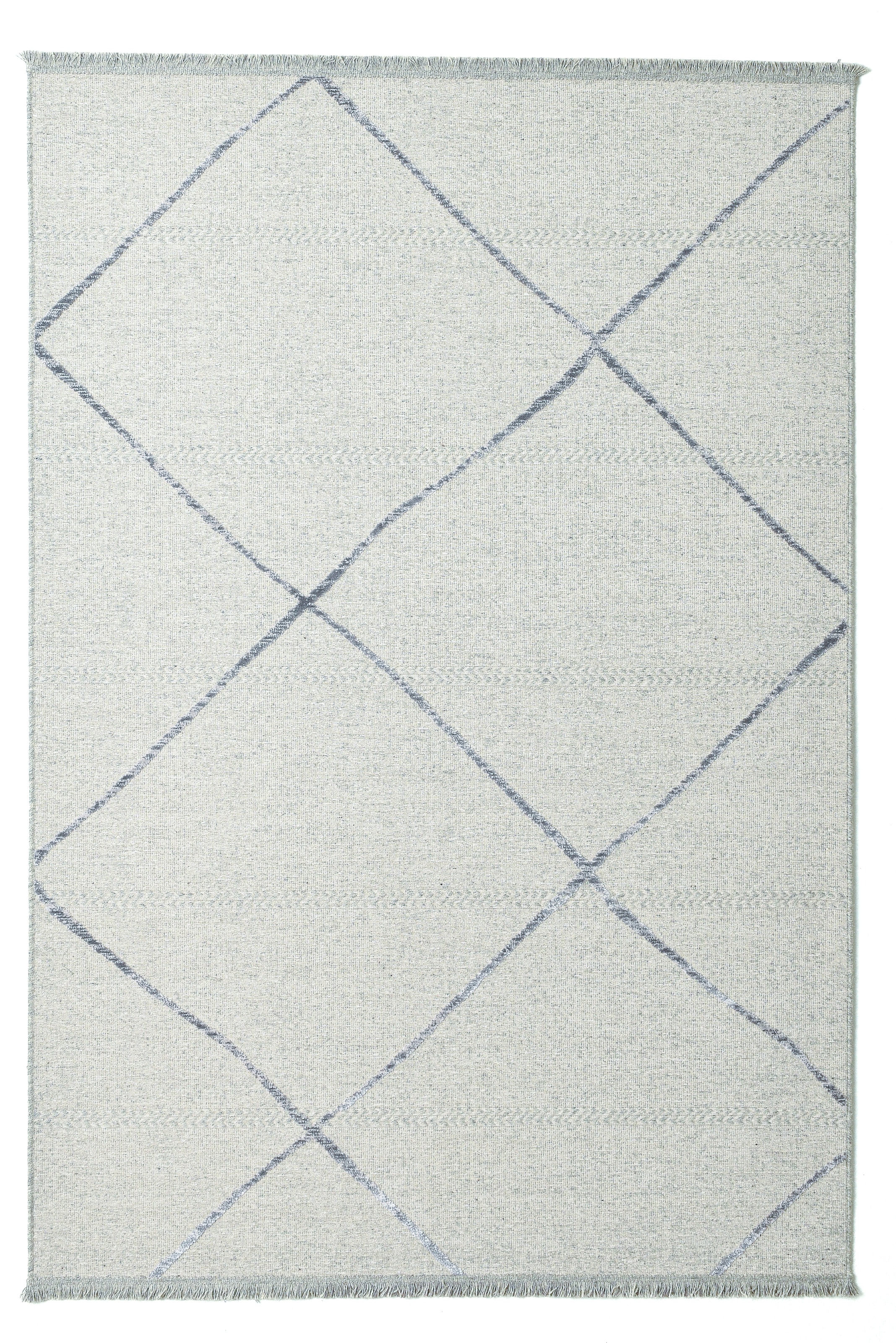 Sansibar Teppich »Braderup« rechteckig 2 mm Höhe Flachgewebe, modernes Scandi Design, Motiv Rauten, mit Fransen