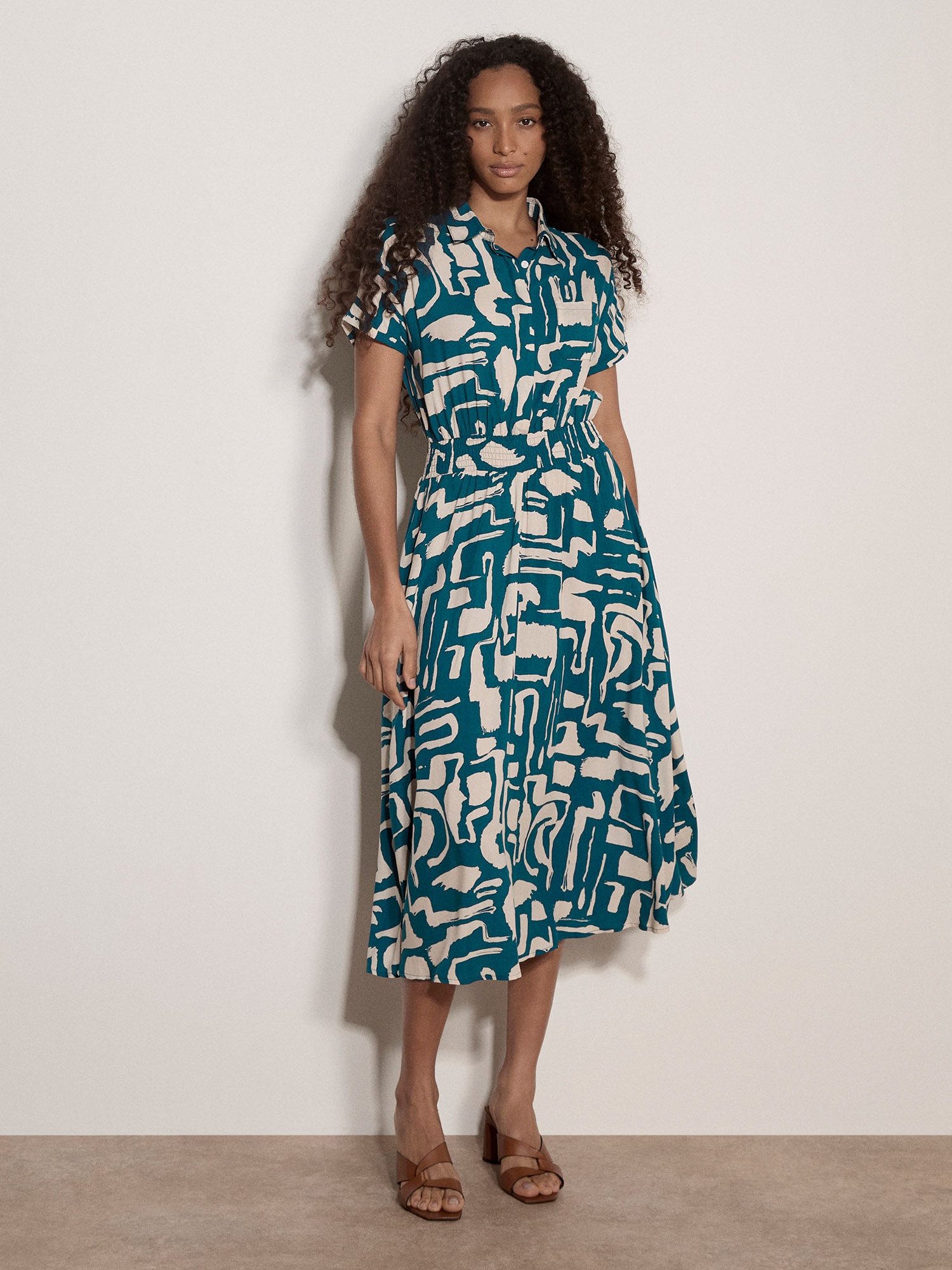 Apricot Midikleid »Geo-Midikleid« im griechischem Muster