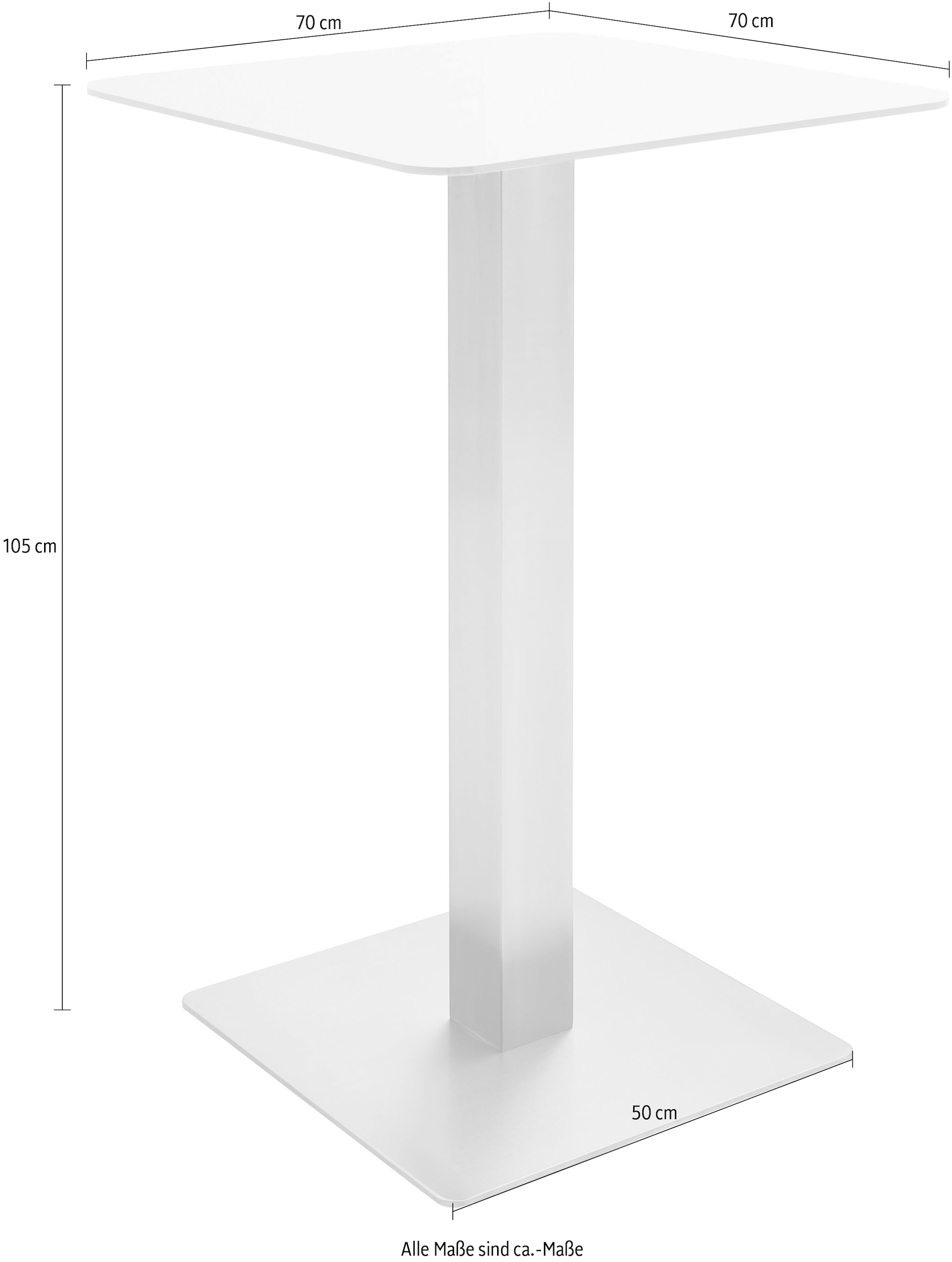 MCA furniture Bartisch »Zarina«, Bartisch auf kaufen Tischplatte Rechnung Glaskeramik mit Gestell Edelstahl mit