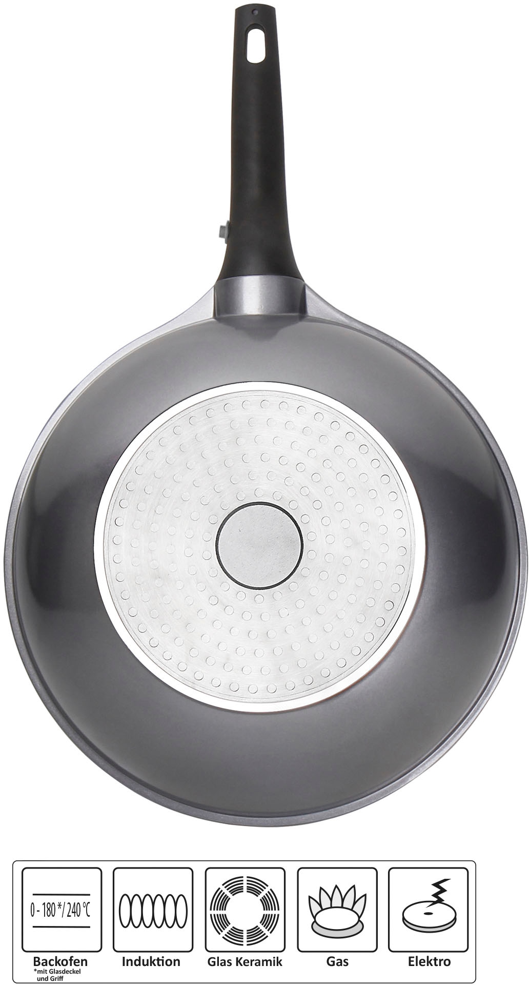STONELINE Wok »Imagination PLUS«, Aluminiumguss, einzigartige Steinpartikel-Beschichtung, Ø 30 cm, Induktion