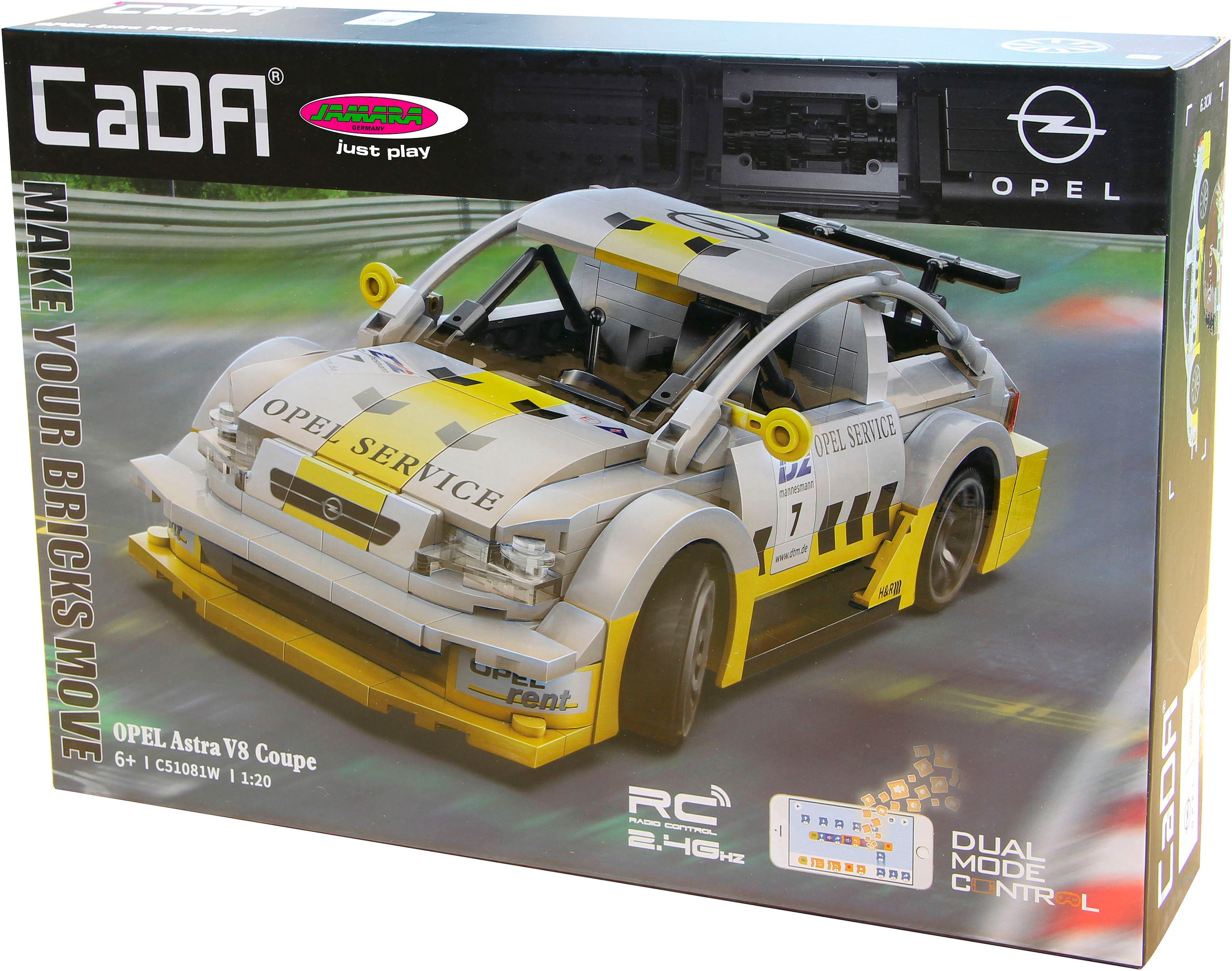Jamara RC-Auto »CaDA, Opel Astra V8 Coupe 1:20 weiß 2,4GHz Bricks«