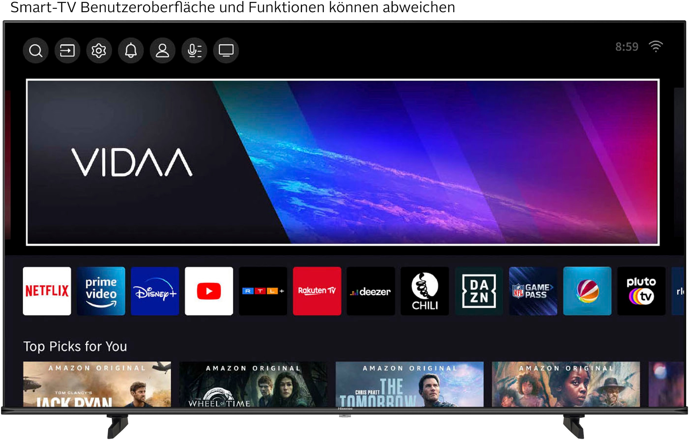 Hisense QLED-Fernseher »55E77Q«, 4K Ultra HD, Smart-TV, 4K UHD QLED