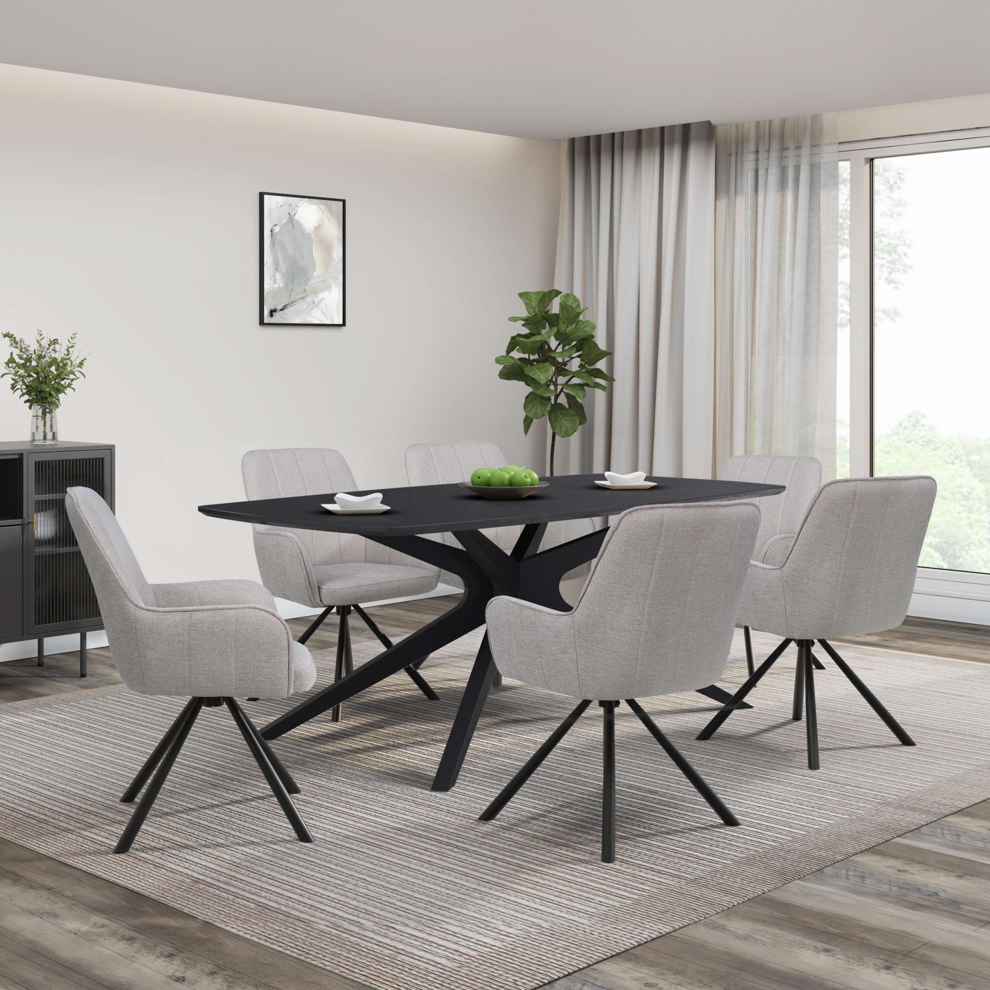 OTTO home Esstisch »Dakona« Tischplatte mit Holzstruktur, schwarze Metallbeine, Höhe 76 cm