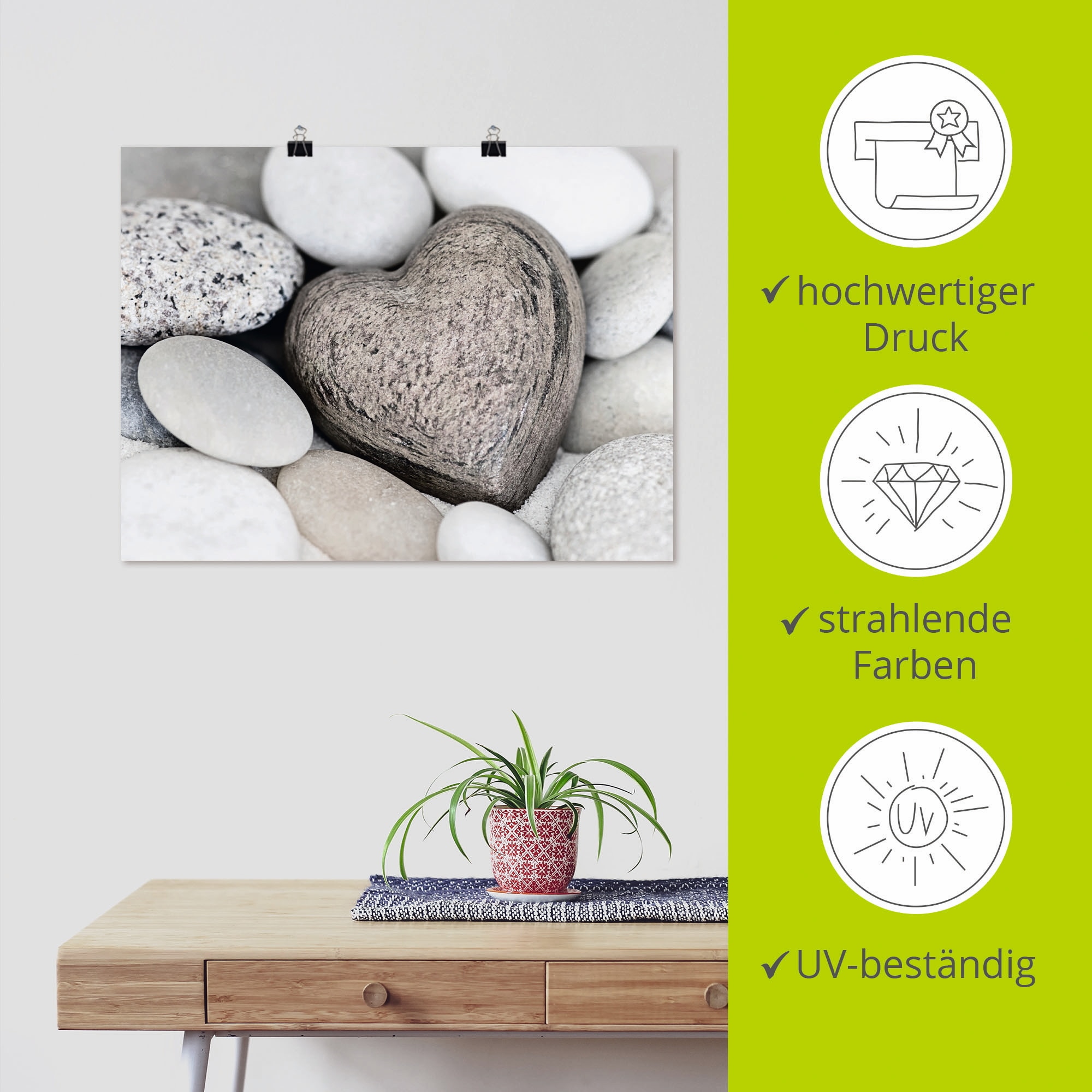 Artland Wandbild »Steinherz« Zen 1 Stk. tlg. als Leinwandbild, Poster in verschied. Größen