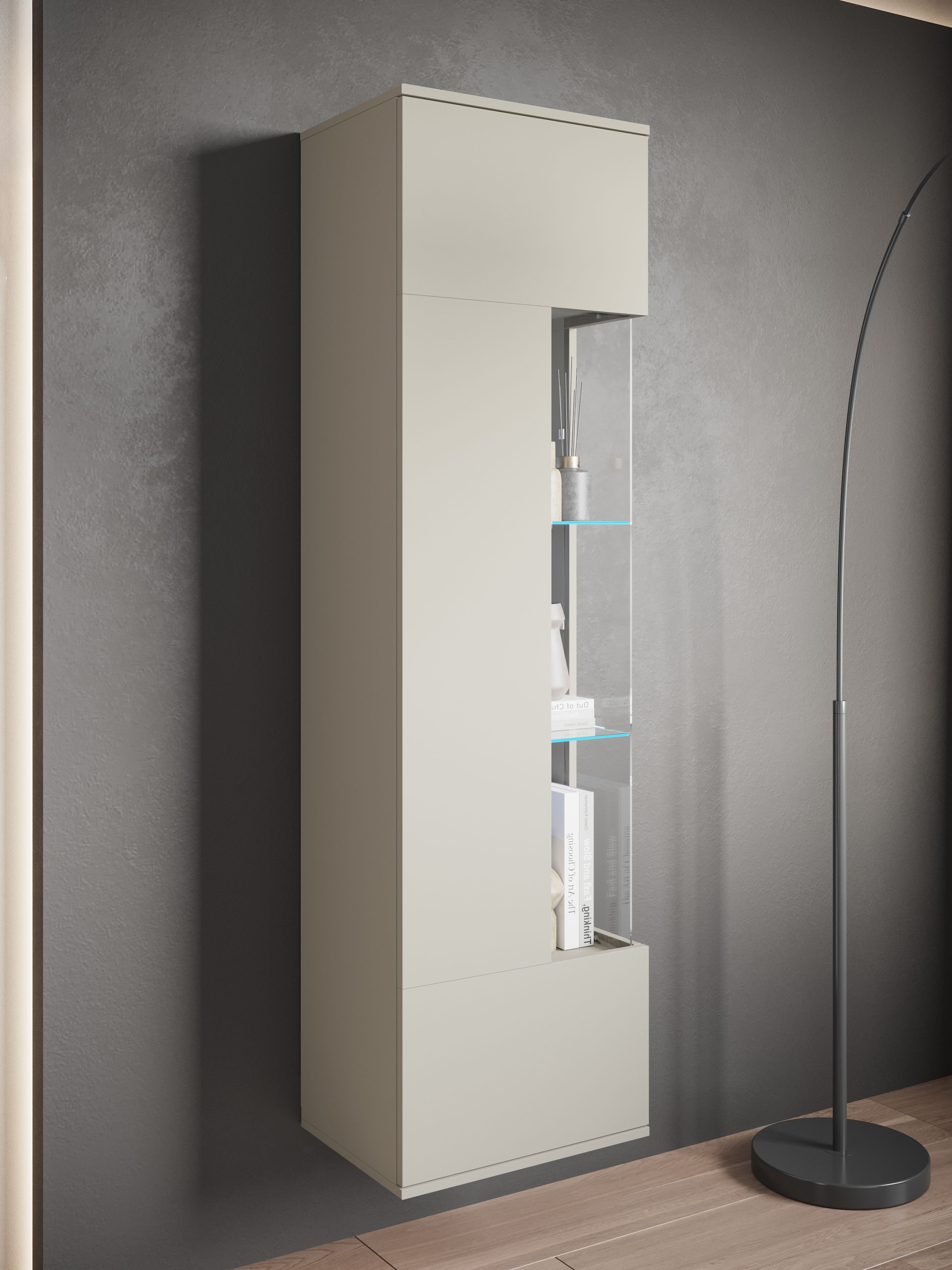 INOSIGN Vitrine »Kenia, stehend und hängend, Türanschlag wechselbar«, (1 St.), Vitrineschrank mit Glastüren 160 cm Höhe