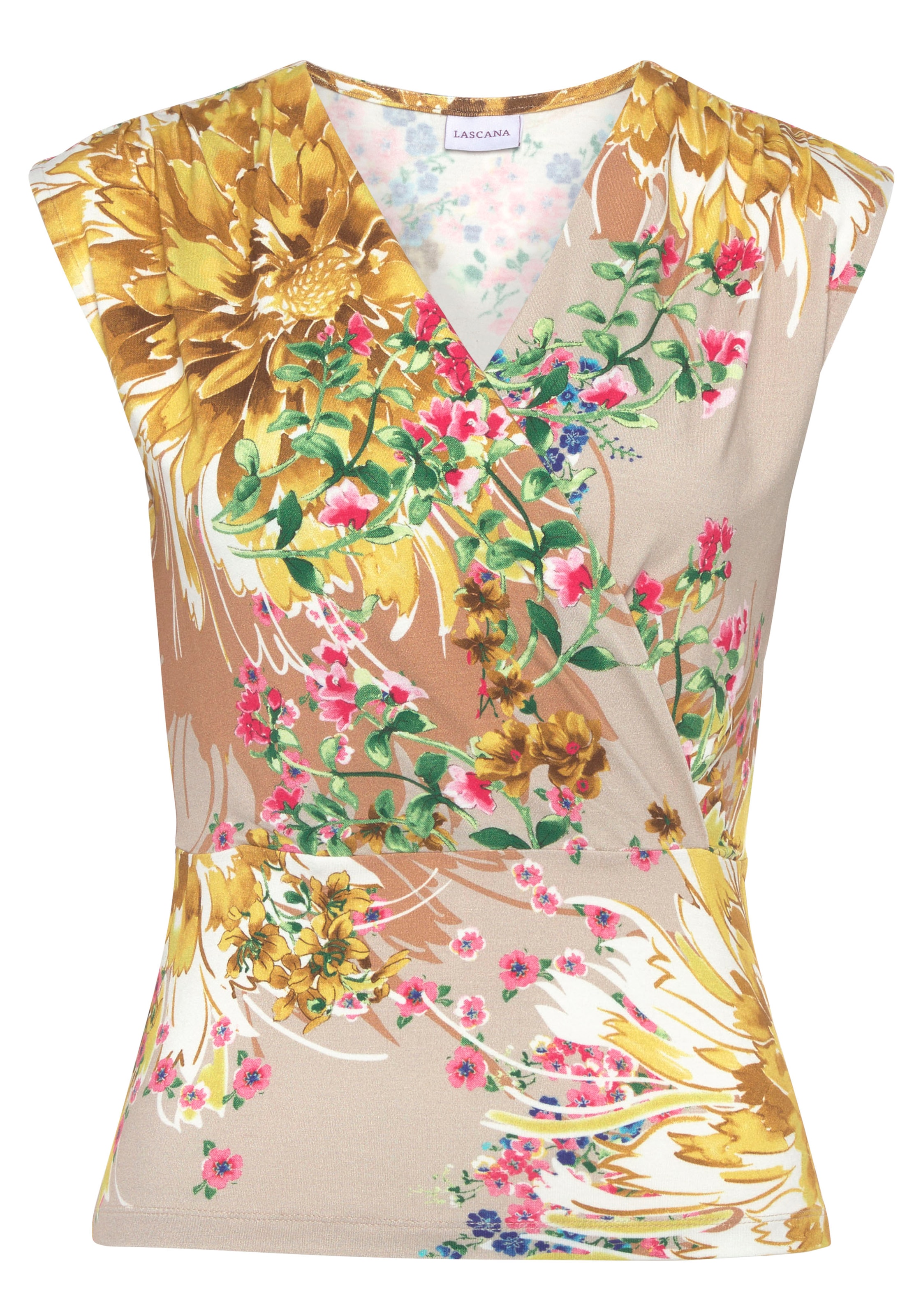 LASCANA Shirttop, mit Raffungen an der Schulter, elegantes Damentop mit V-Ausschnitt