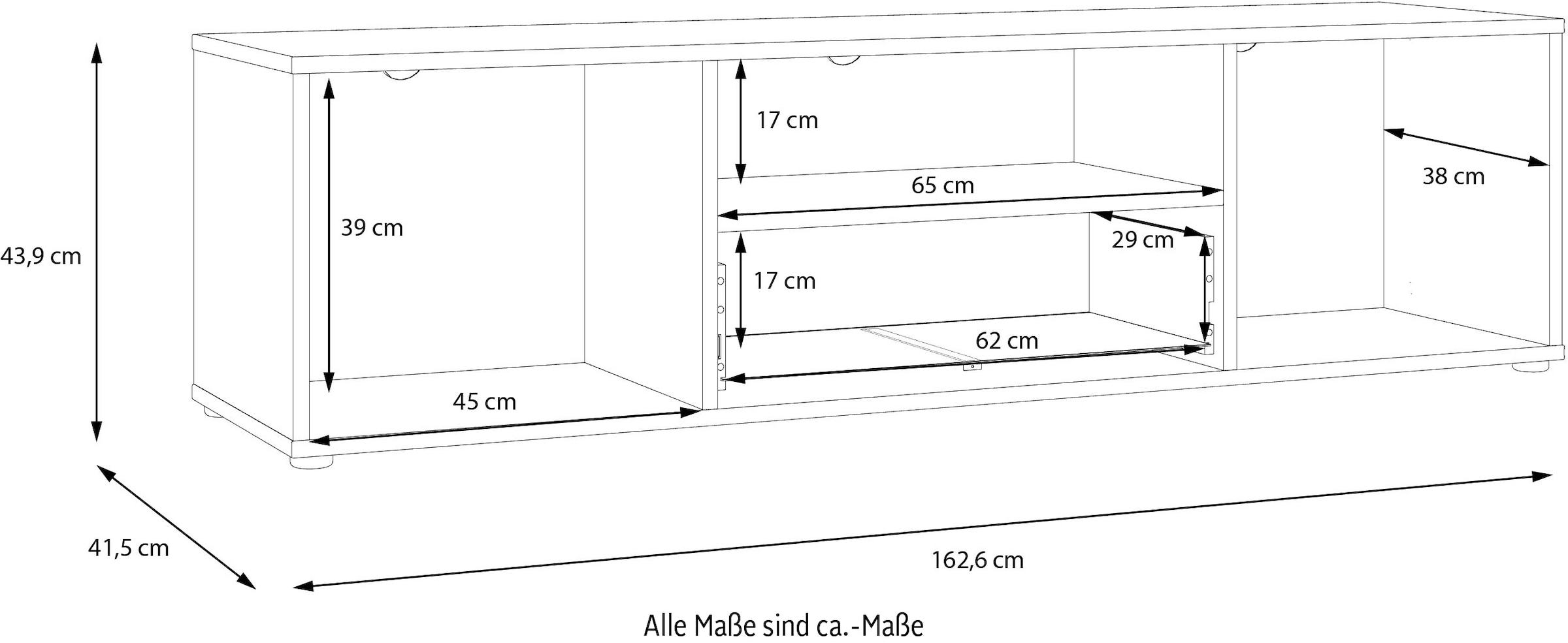 FORTE Lowboard »Cardigan TV-Board, TV-Schrank«, TV-Board, 2 farbig, Stauraum Kabelführung