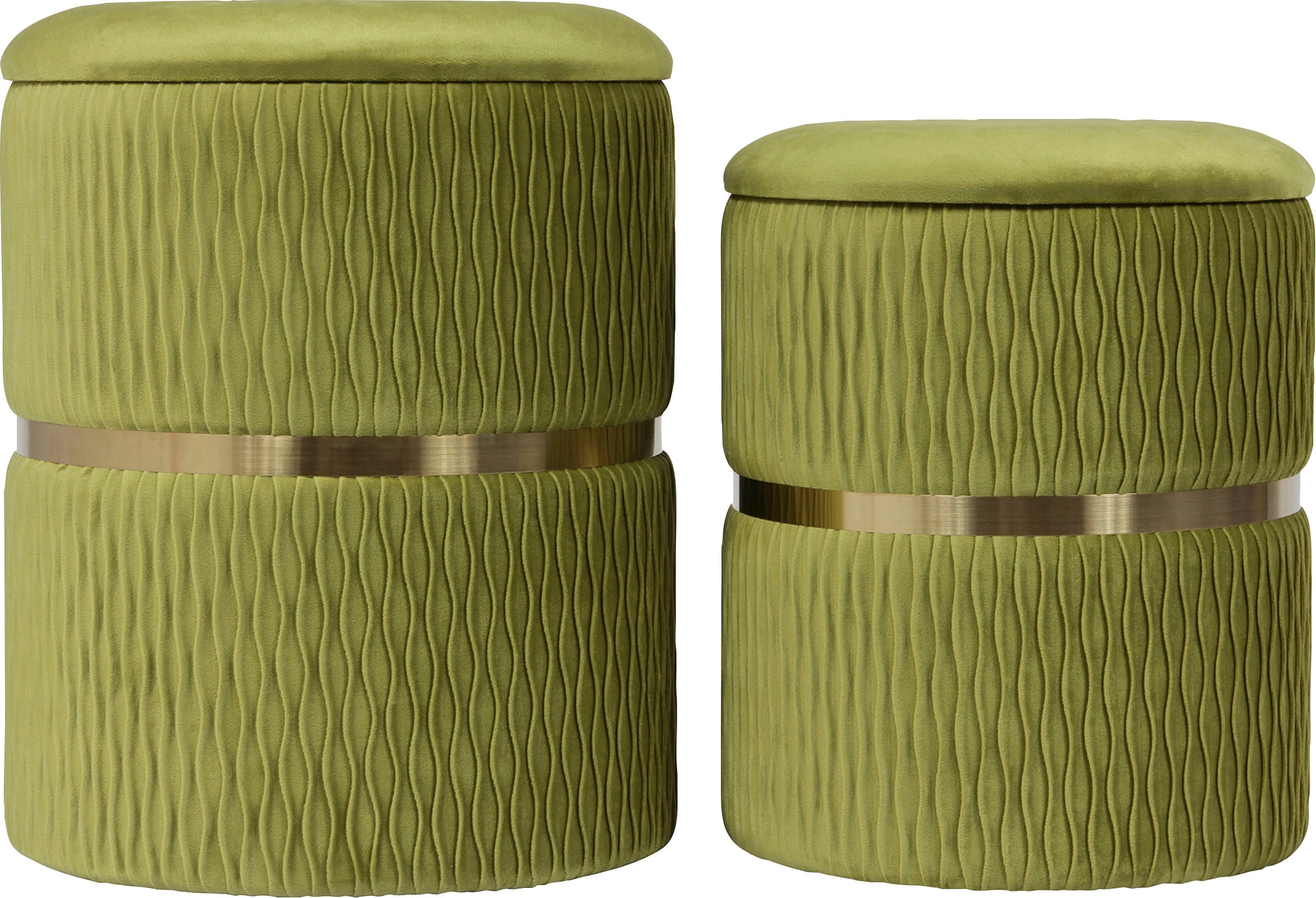 Kayoom Sitzhocker »Hocker Milas 2er-Set, Praktischer und versteckter Stauraum«, (Set, 2 St.), stapelbar, mit Stauraum, Edelstahlsockel, Farbenfroh unaufdringlich