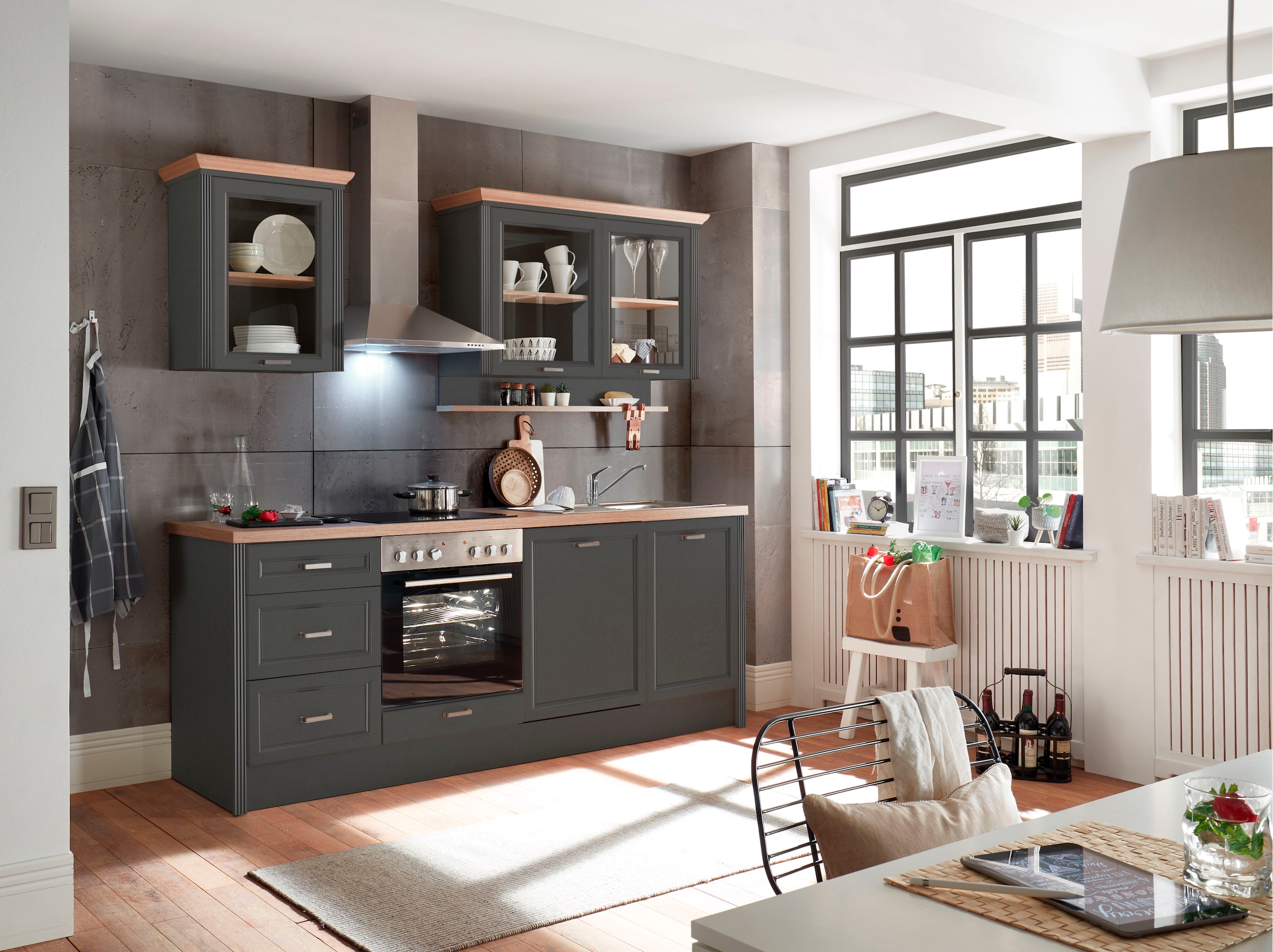 KOCHSTATION Küche »Jasmin« 230 cm breit, wahlweise mit oder ohne E-Geräte